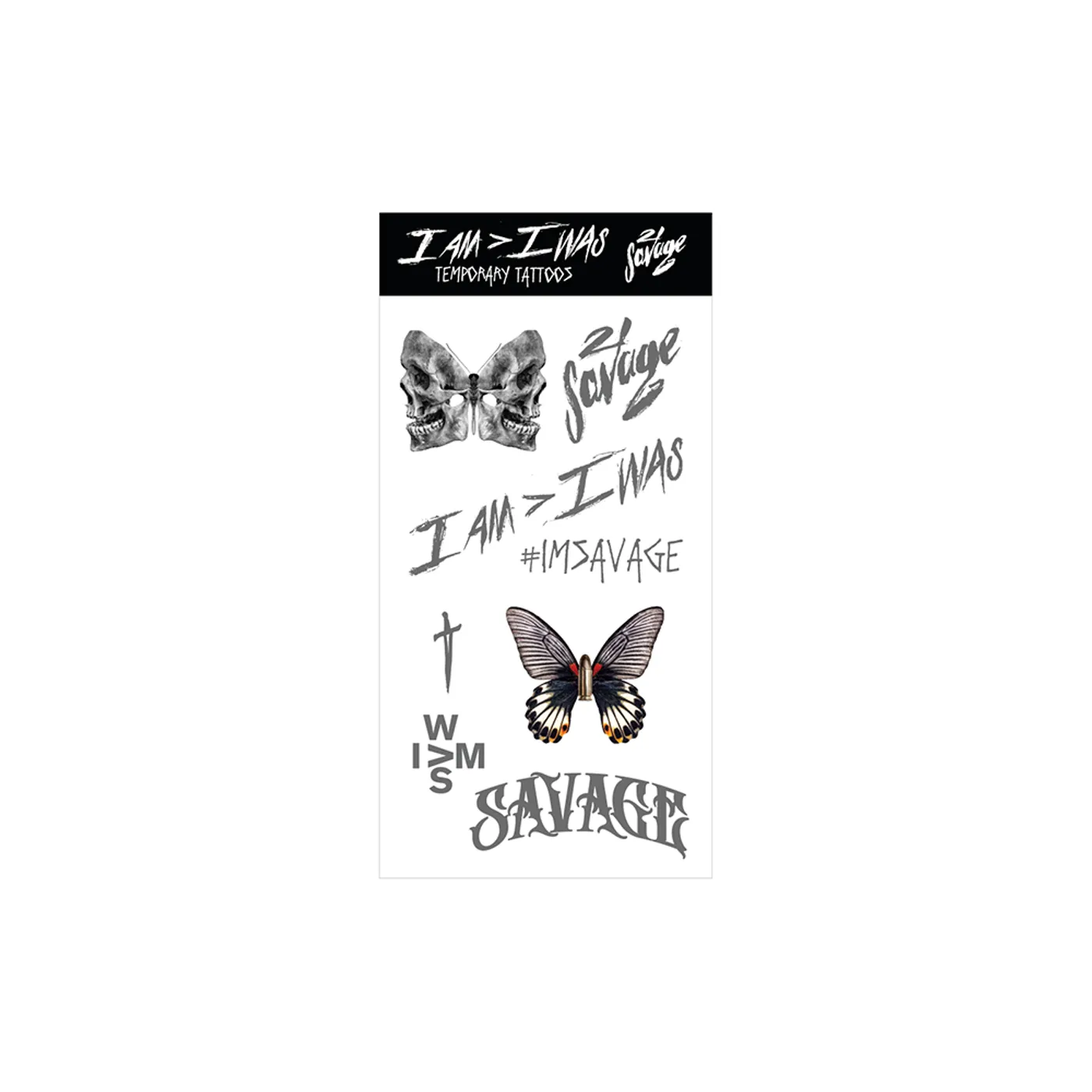 21 Savage I AM > I WAS Temp Tattoo
