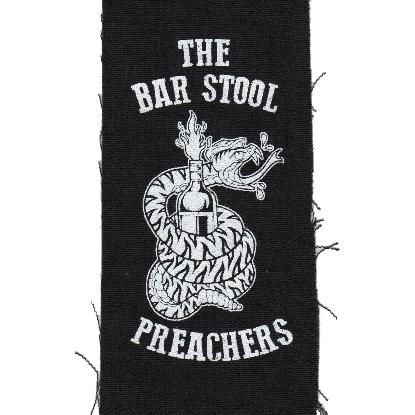 The Bar Stool Preachers - Snake Logo - Black - Patch - Cloth - Screenprinted - 8" x 3"