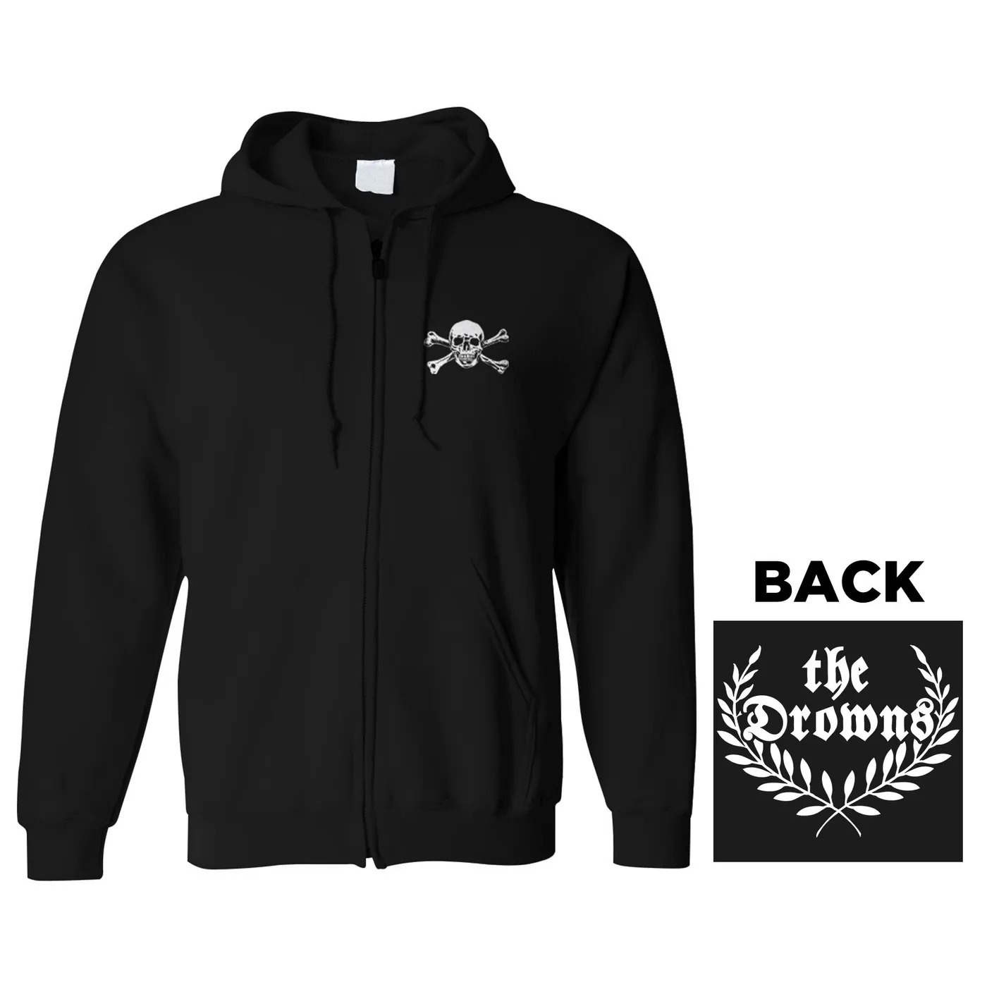 The Drowns - Wreath Logo - Black - Zip Hoodie