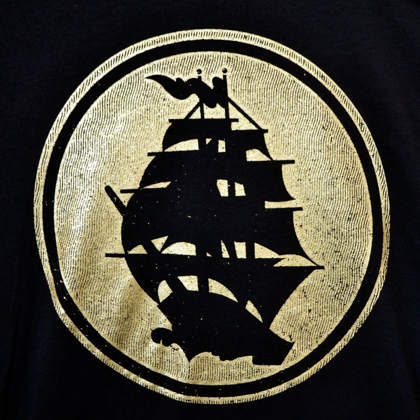 Pirates Press Records Pirates Press - Circle Logo - Gold on Black - 15 Year Tag - V-Neck T-Shirt - Fitted