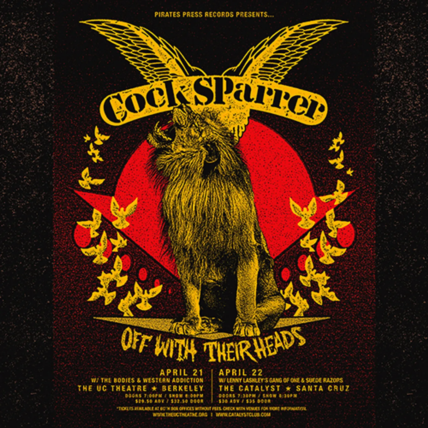 Cock Sparrer / Off With Their Heads April 2017 California Show Screenprinted Poster