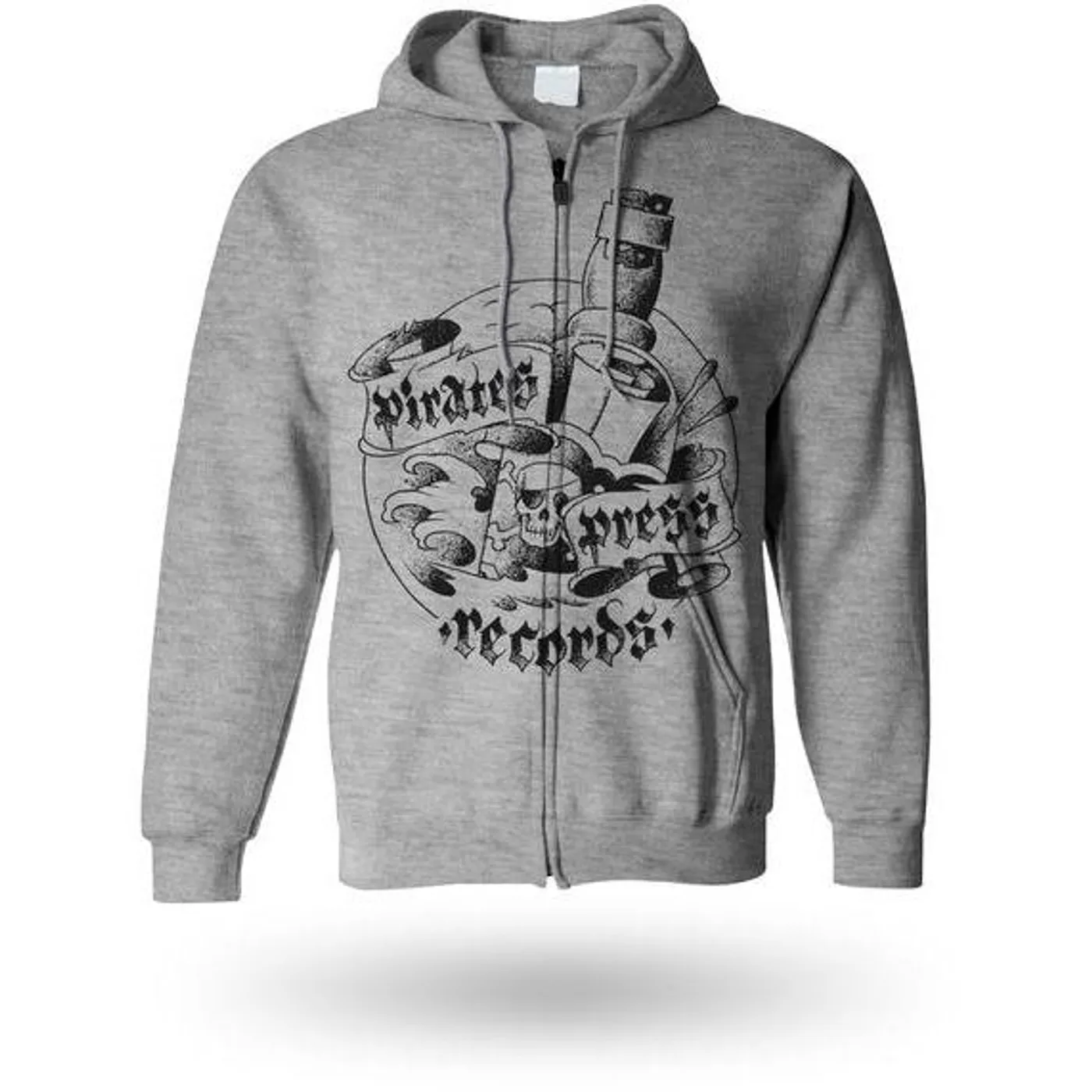 Pirates Press Records - Bottle - Zip-Up Hoodie - Grey