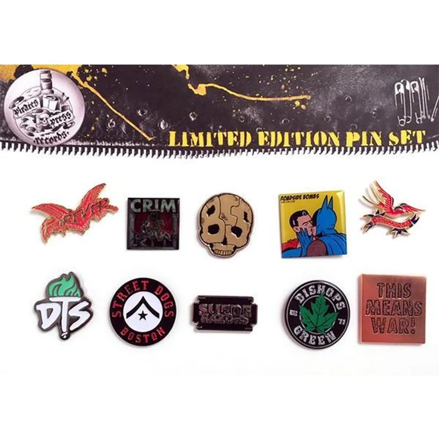 Cock Sparrer Pirates Press Records Enamel Pin Set #1 (SPARRER, STREET DOGS, DTS, ETC)