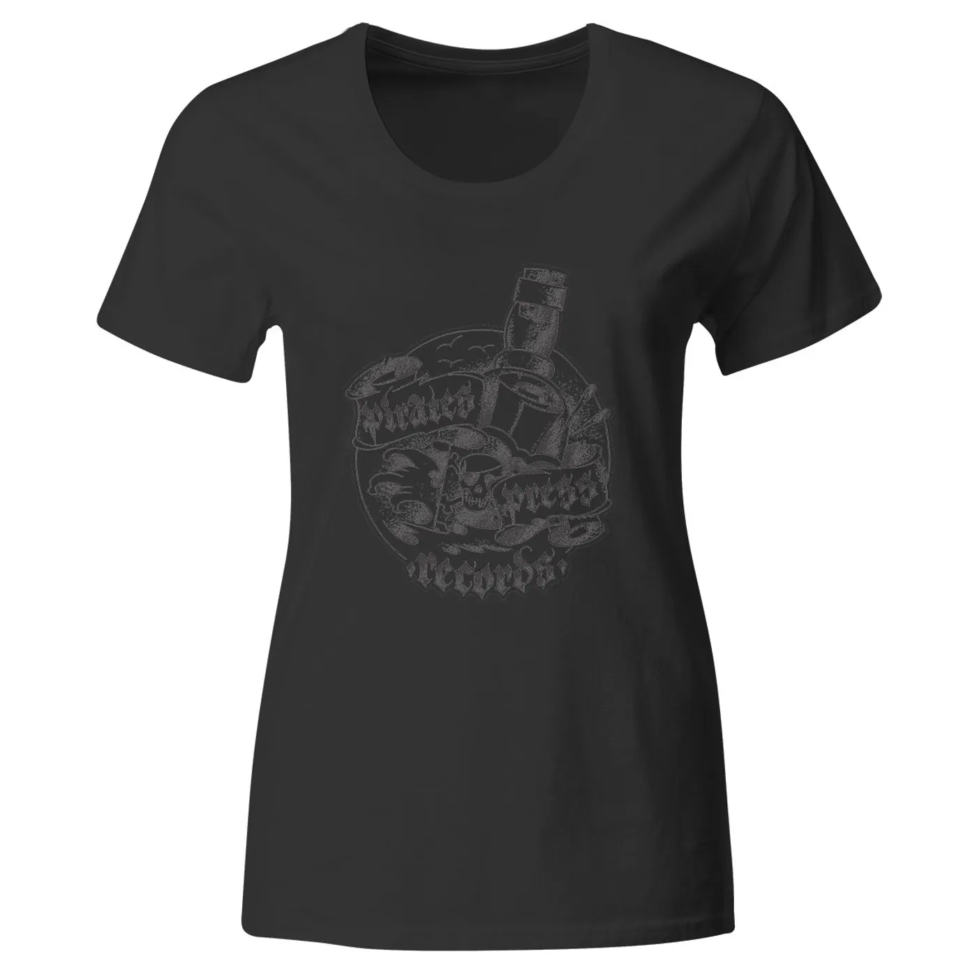 Pirates Press Records - Bottle - Black on Black - T-Shirt - Fitted