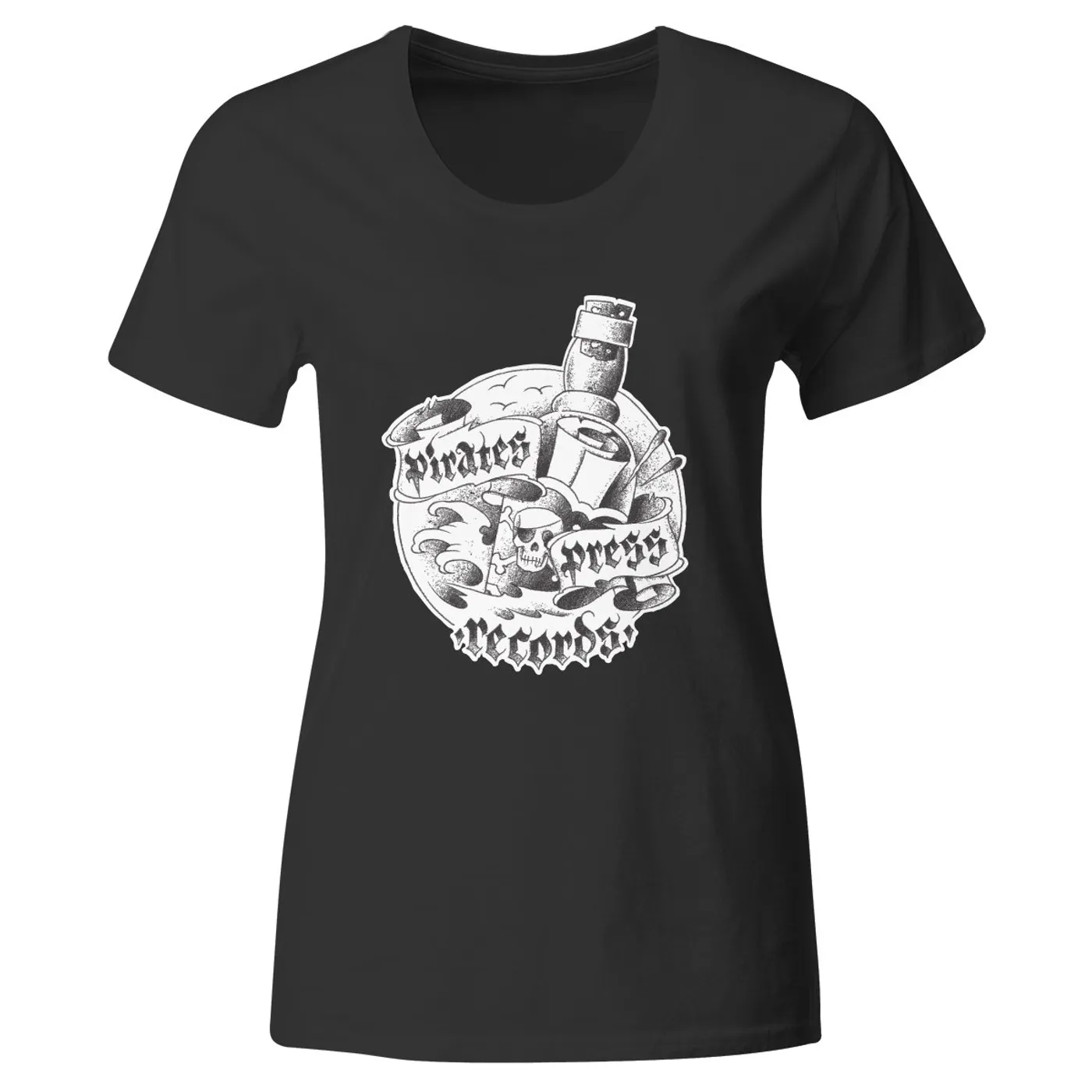 Pirates Press Records - Bottle - Yellow on Camo - T-Shirt - Fitted