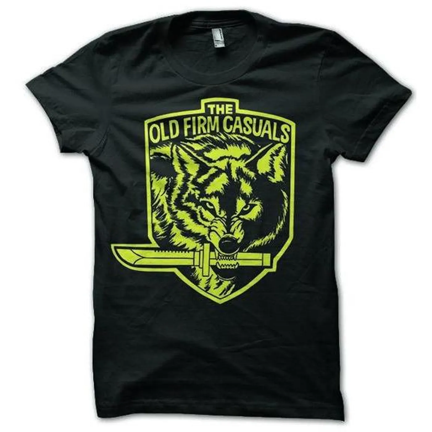 The Old Firm Casuals - Wolf Knife - Yellow on Black - T-Shirt