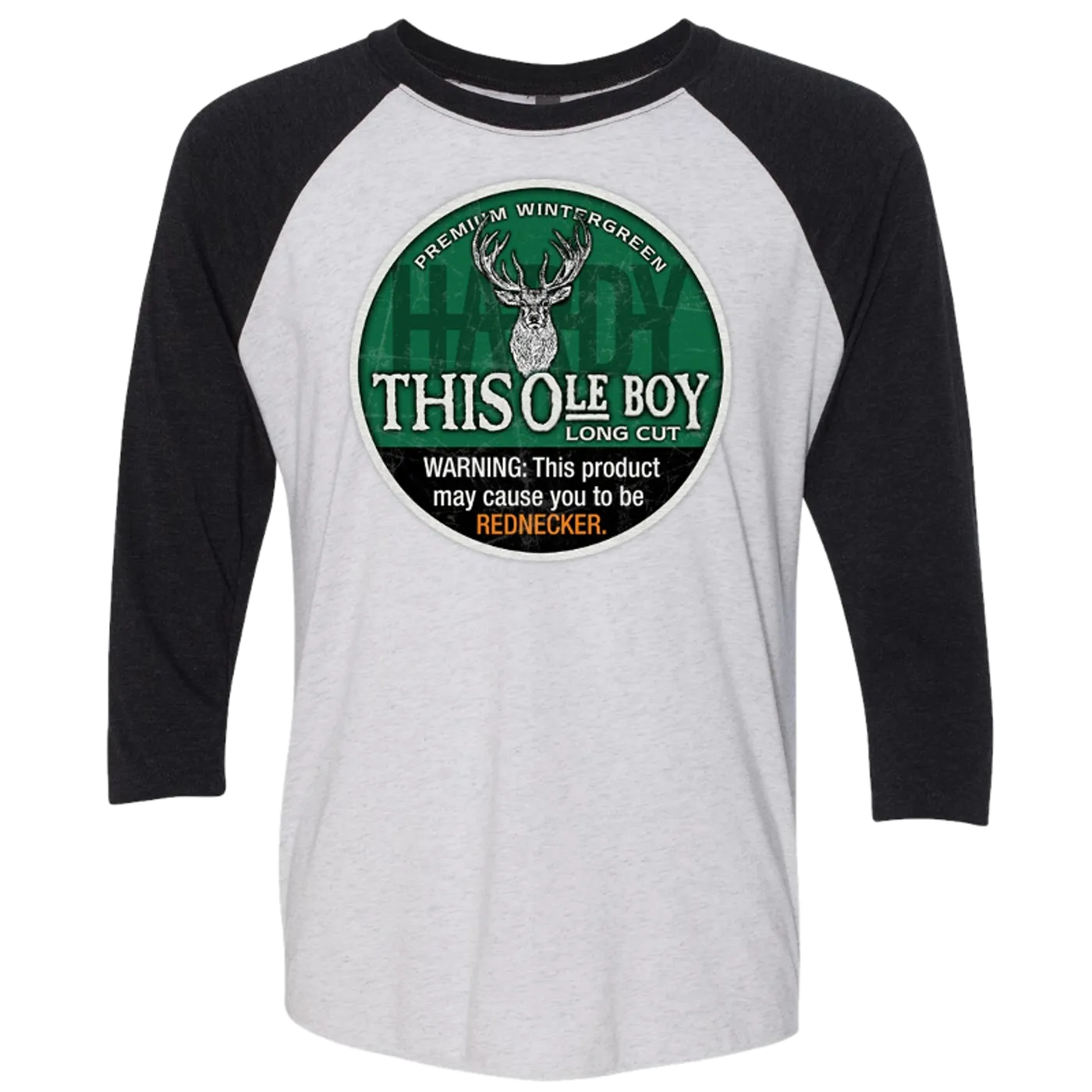 HARDY Heather Grey and Black Raglan Tee- This Ole Boy