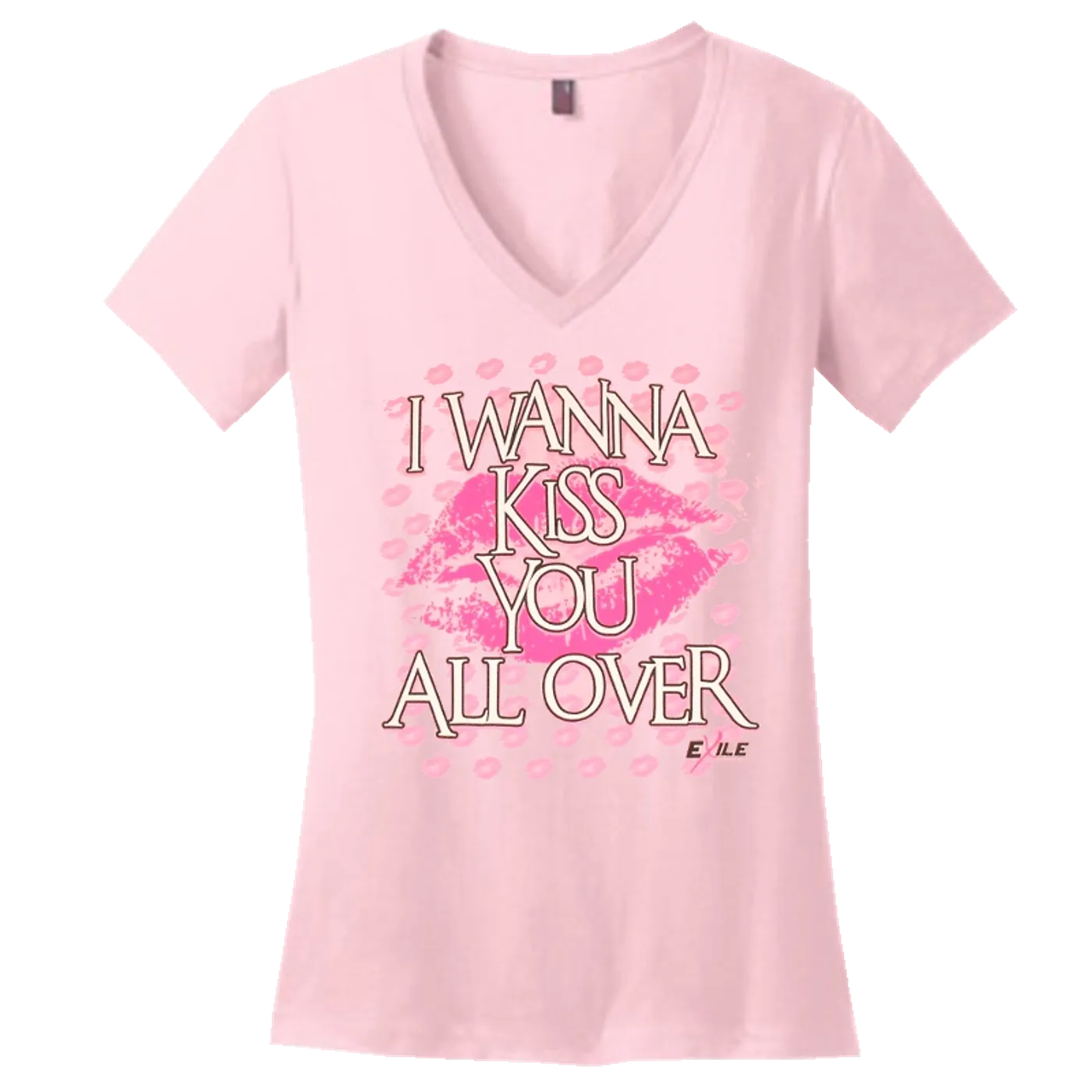 EXILE Kiss You All Over Pink V Neck Tee