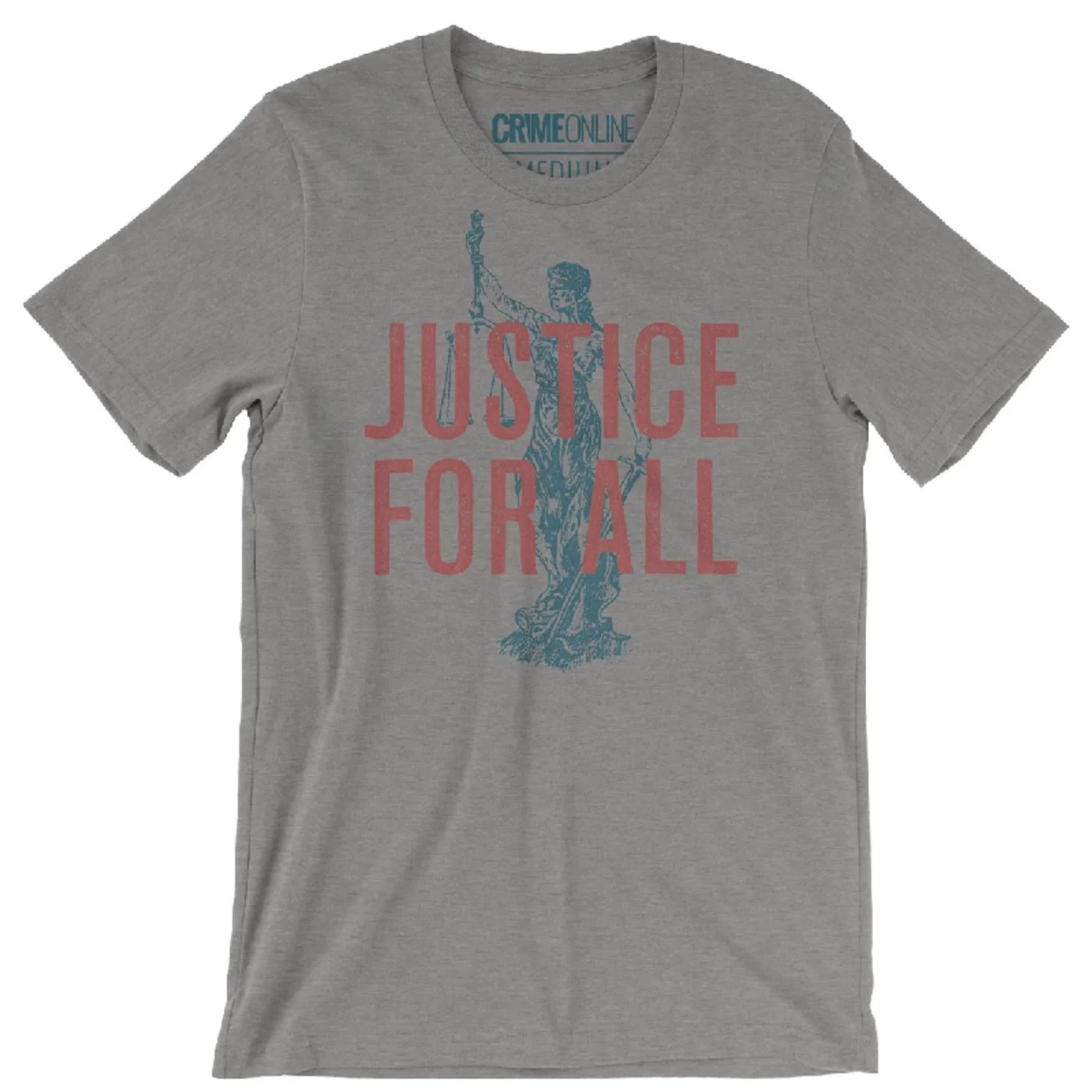 Crime Online Justice For All Heather Grey Tee