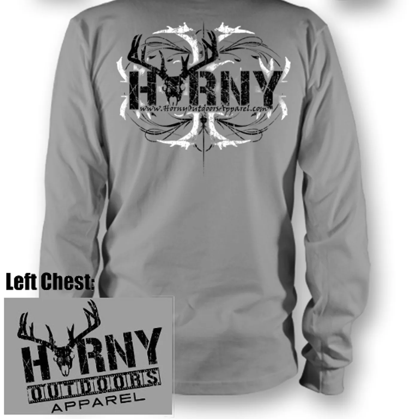 Horny Outdoor Apparel HOA Antlers Long Sleeve Grey Tee