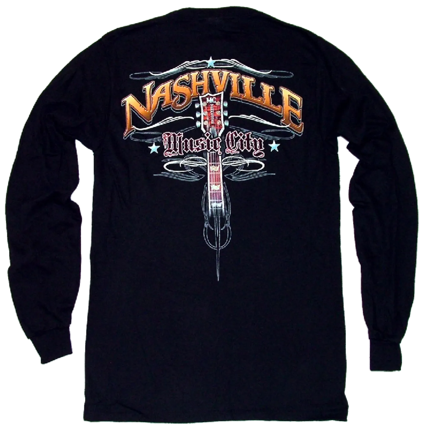 Richards And Southern Nashville Long Sleeve Black Tee- Front Left Chest