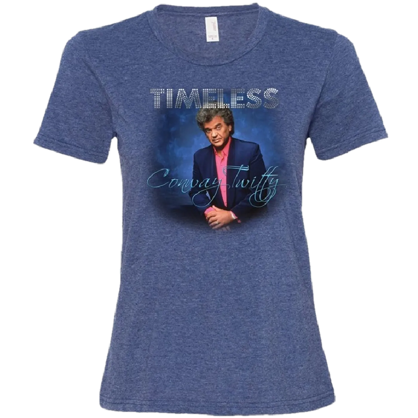 Conway Twitty Ladies Heather Blue Timeless Photo Tee