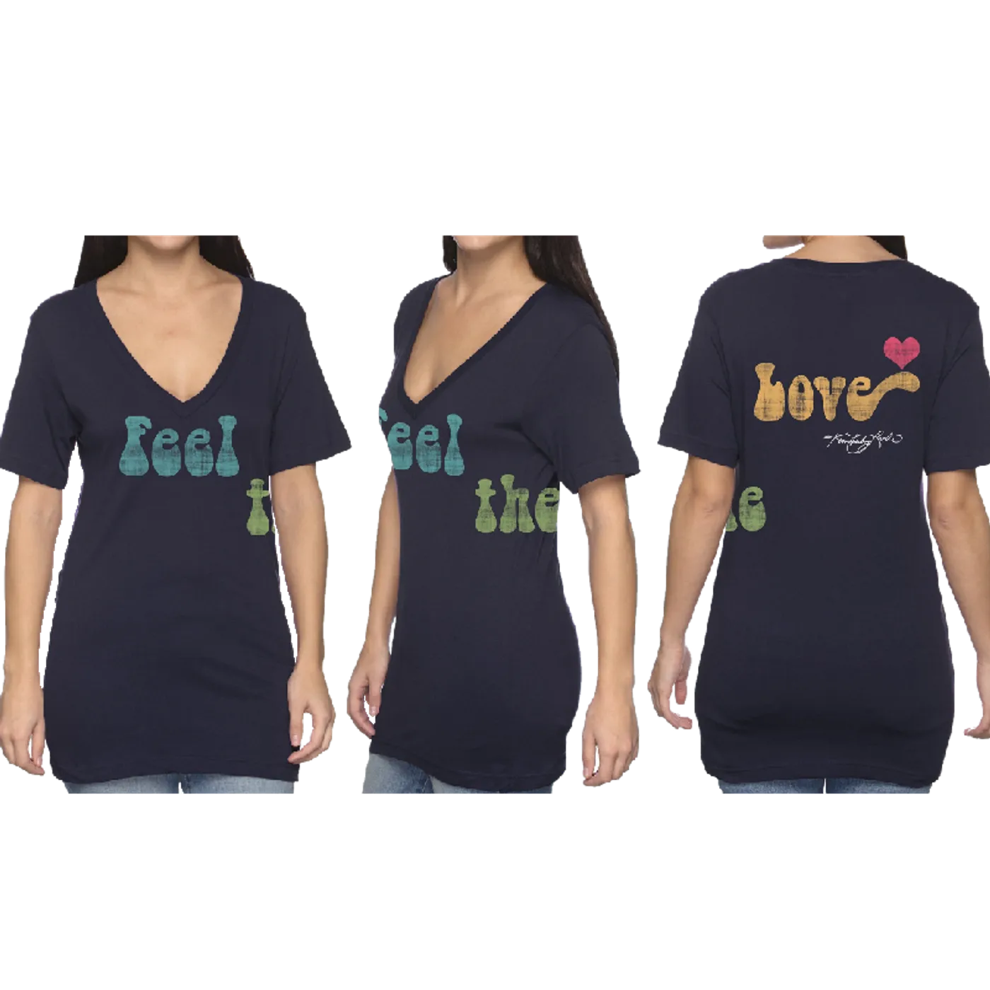 Kimberley Locke Unisex Deep V Neck Midnight Blue Tee