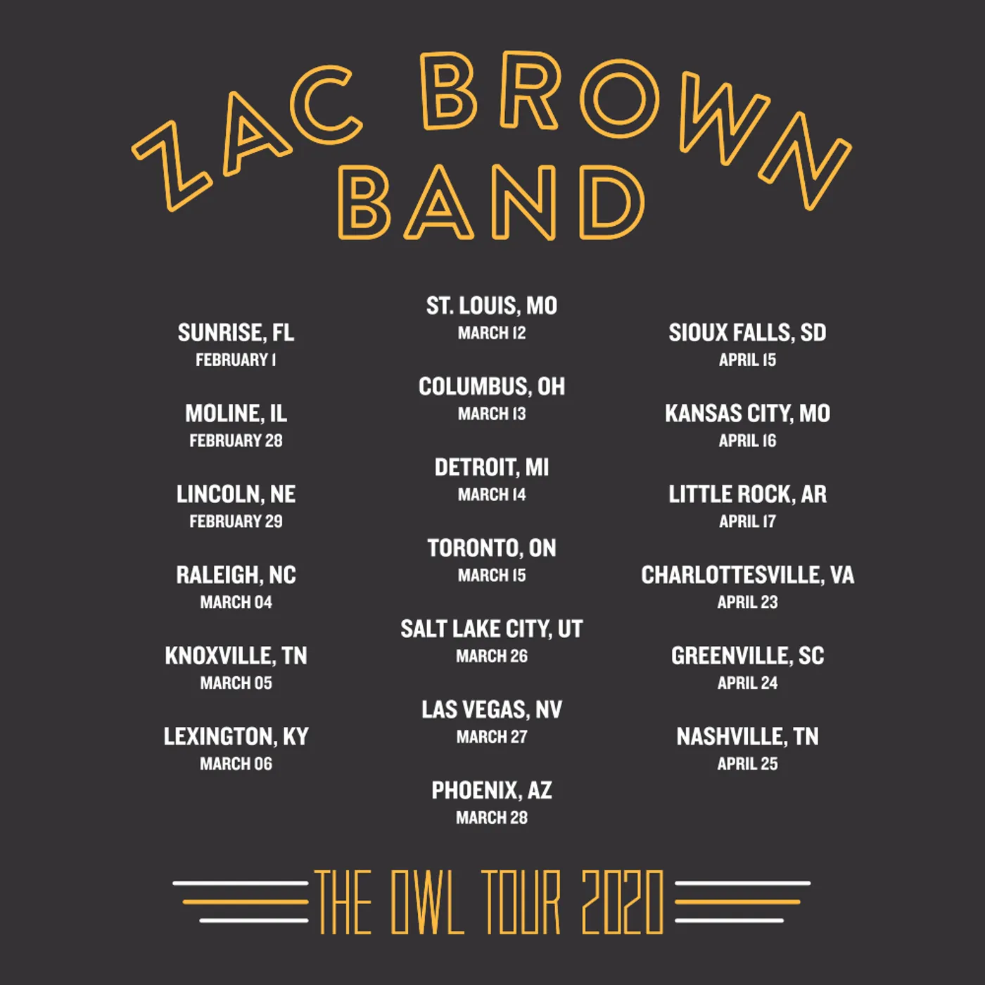 Zac Brown Band 2020 The Owl Tour Women's T-Shirt - Owl