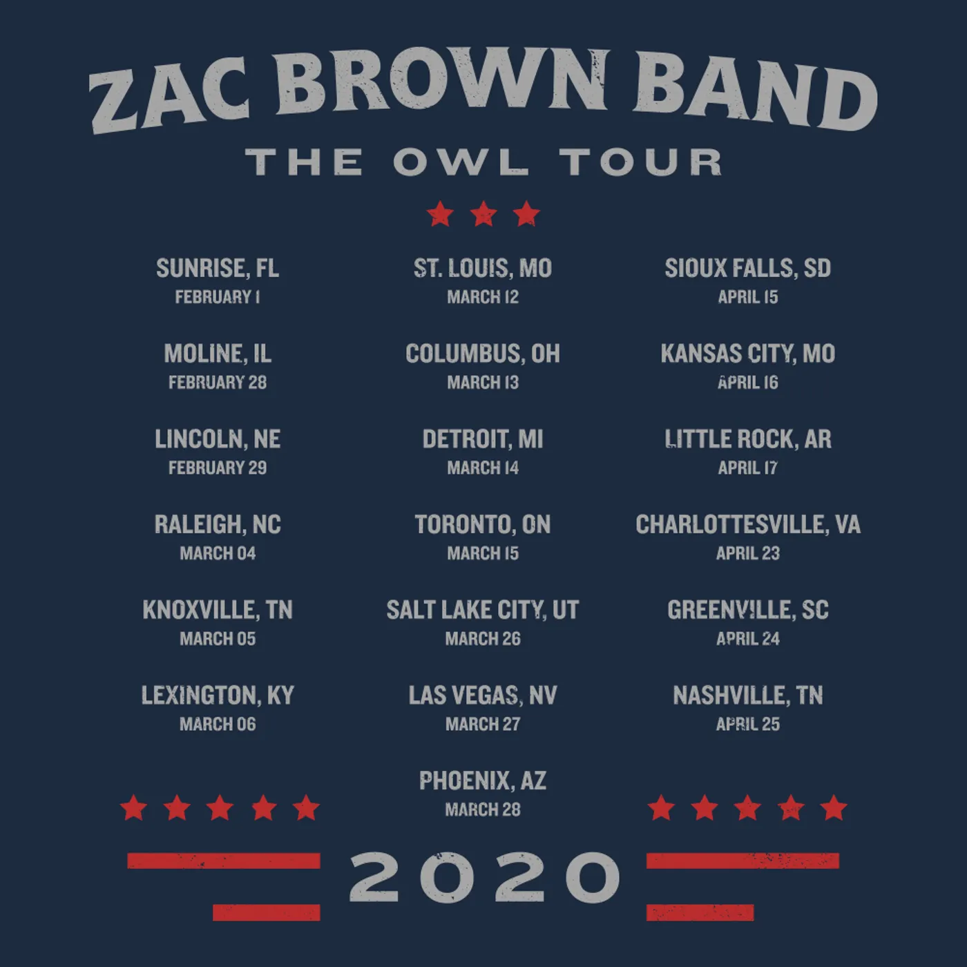 Zac Brown Band 2020 The Owl Tour Long Sleeve T-Shirt - Freedom