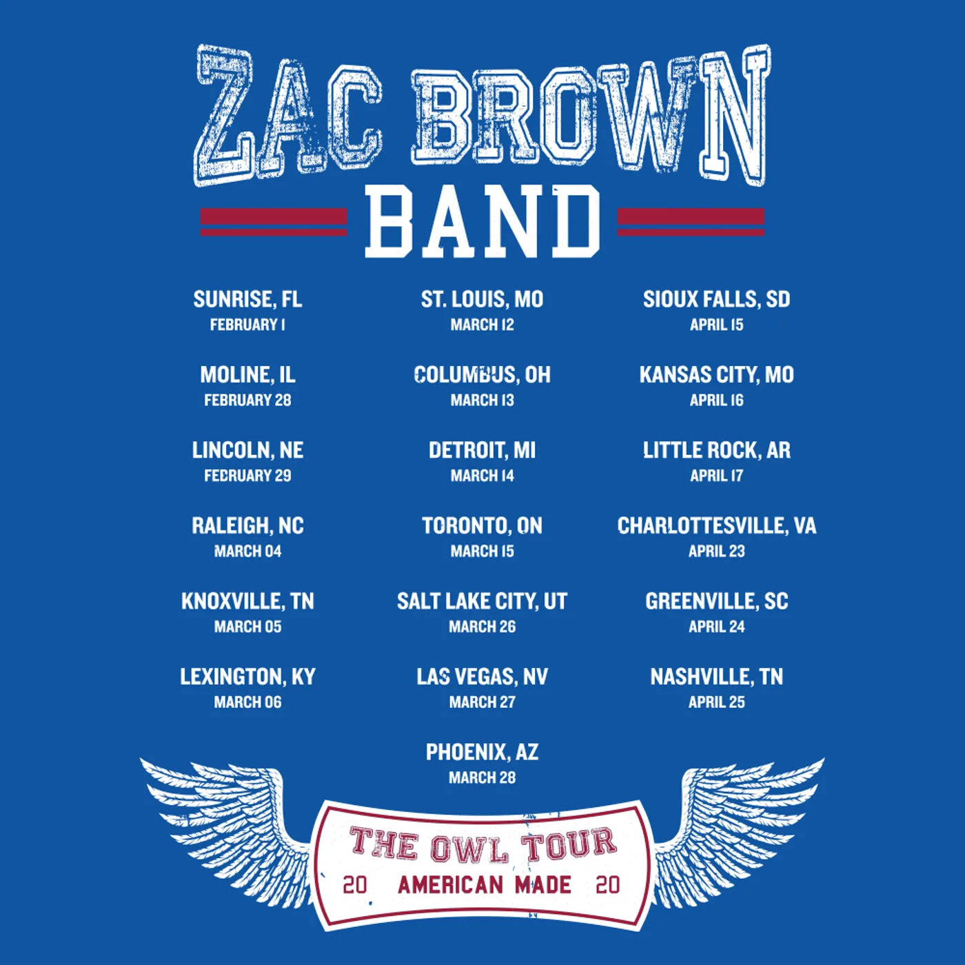 Zac Brown Band 2020 The Owl Tour T-Shirt - Gasser