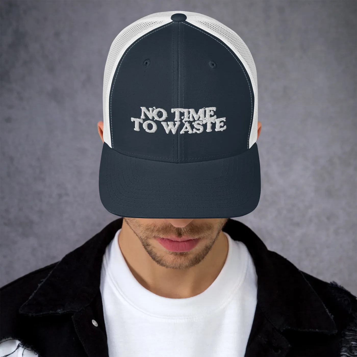 No Time To Waste Trucker Cap Unisex (Navy\White)
