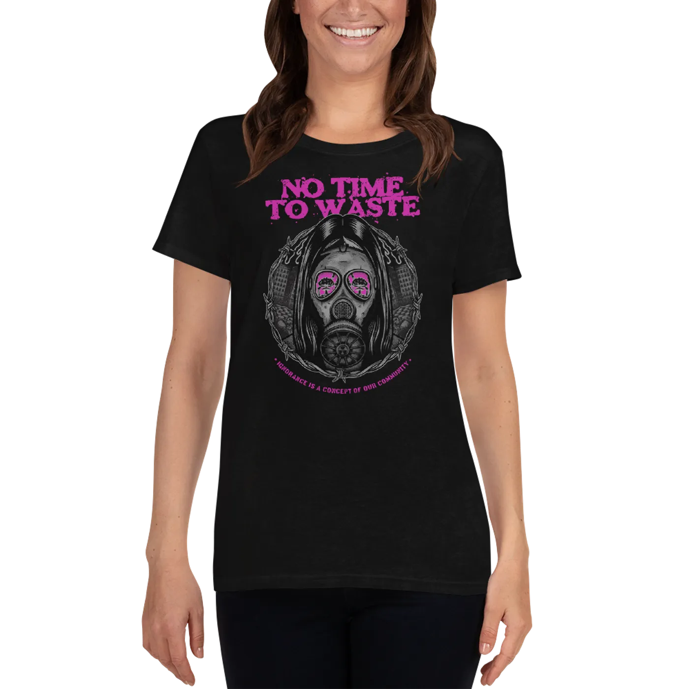 No Time To Waste N.T.T.W Toxic Pink Women's Short Sleeve T-Shirt