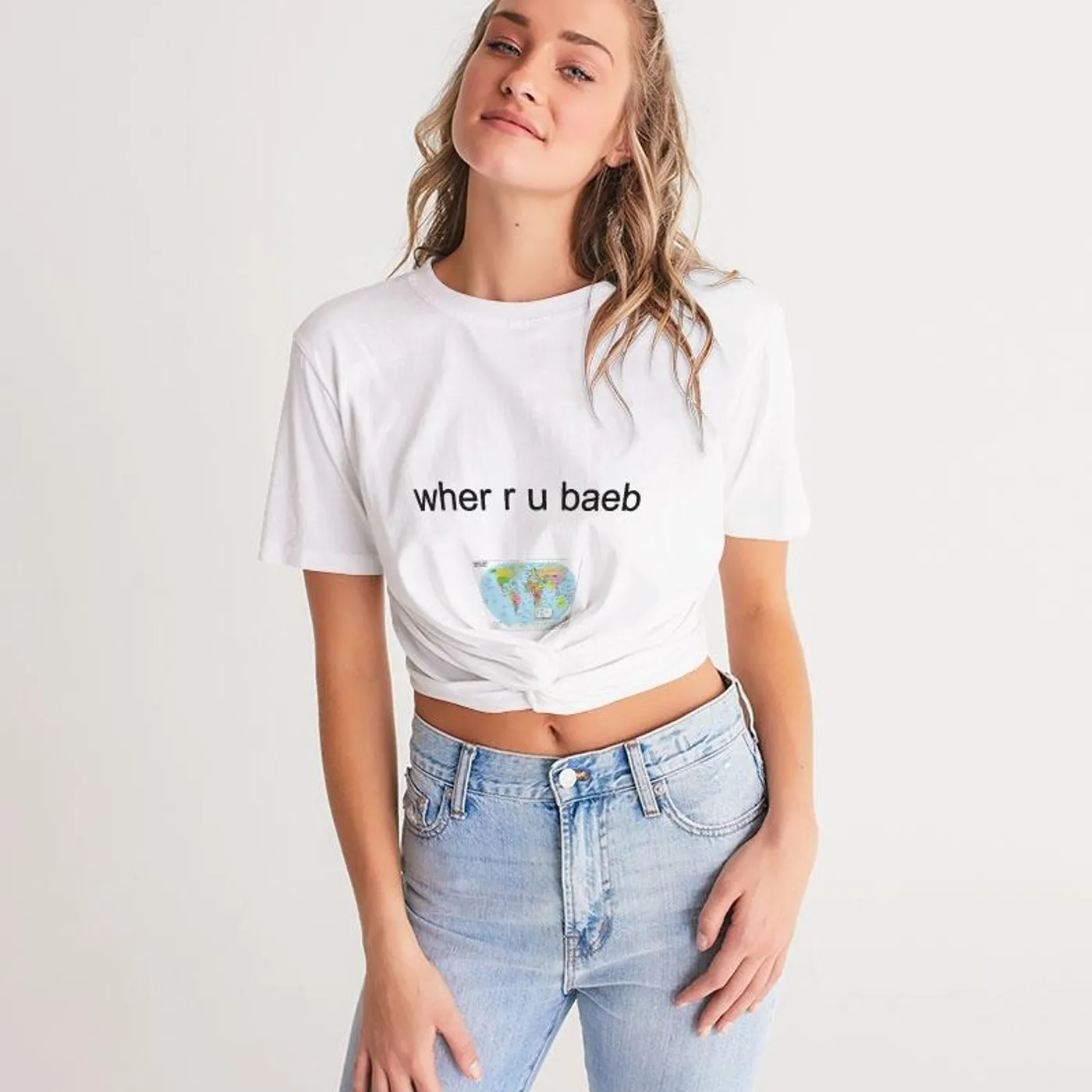 TFMOM Where's My HUG Women's Twist-Front Cropped Tee