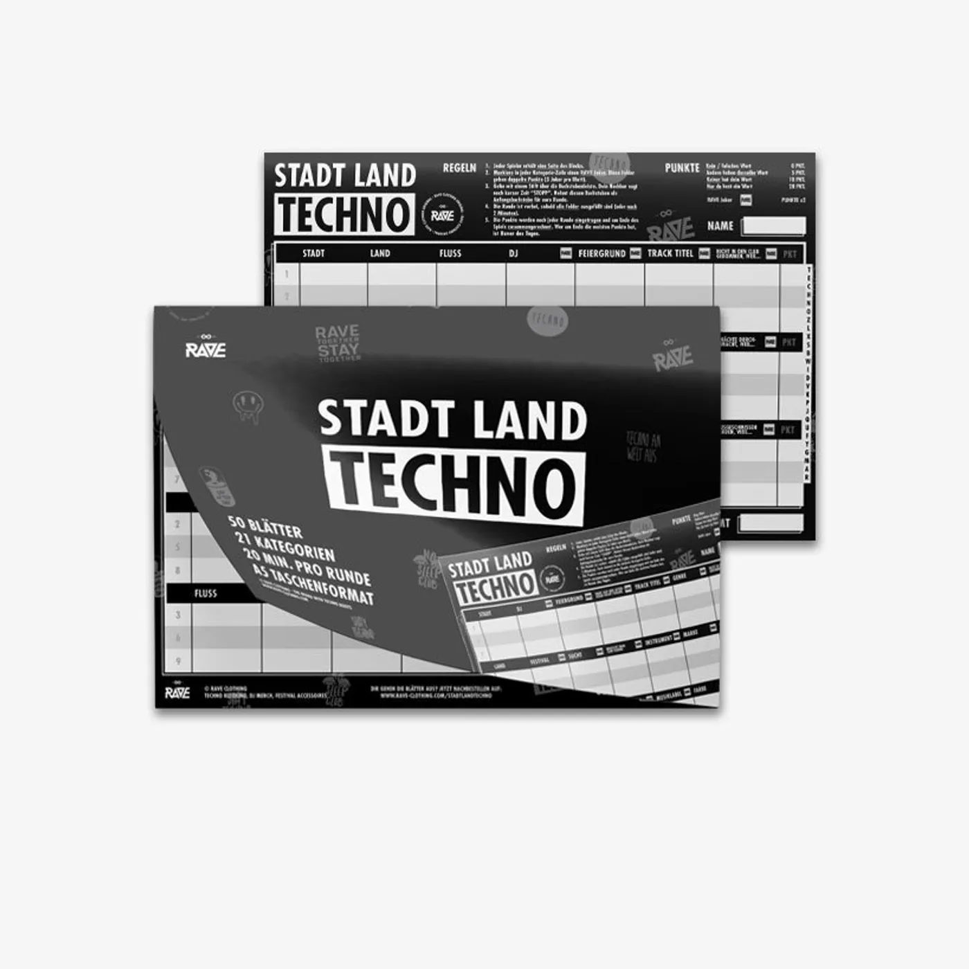 Rave Clothing Stadt Land TECHNO Partyspiel
