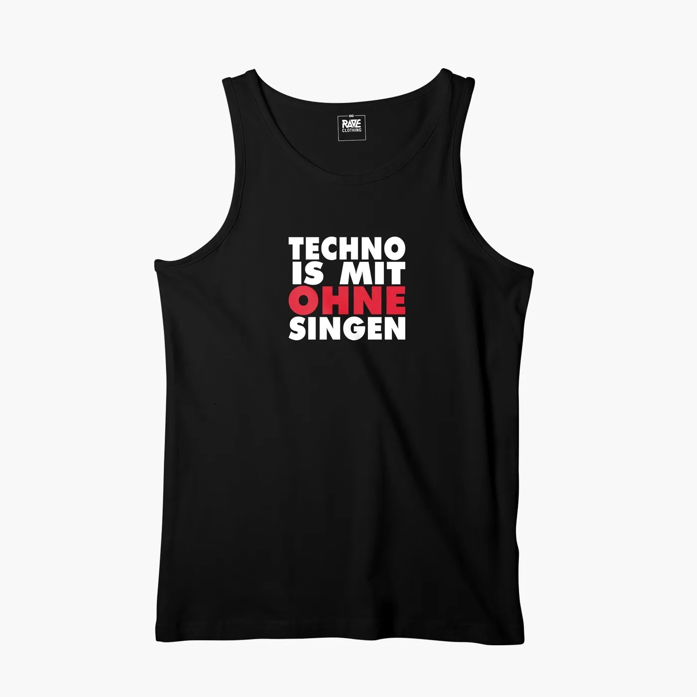 Rave Clothing Techno is mit ohne singen Tanktop in schwarz