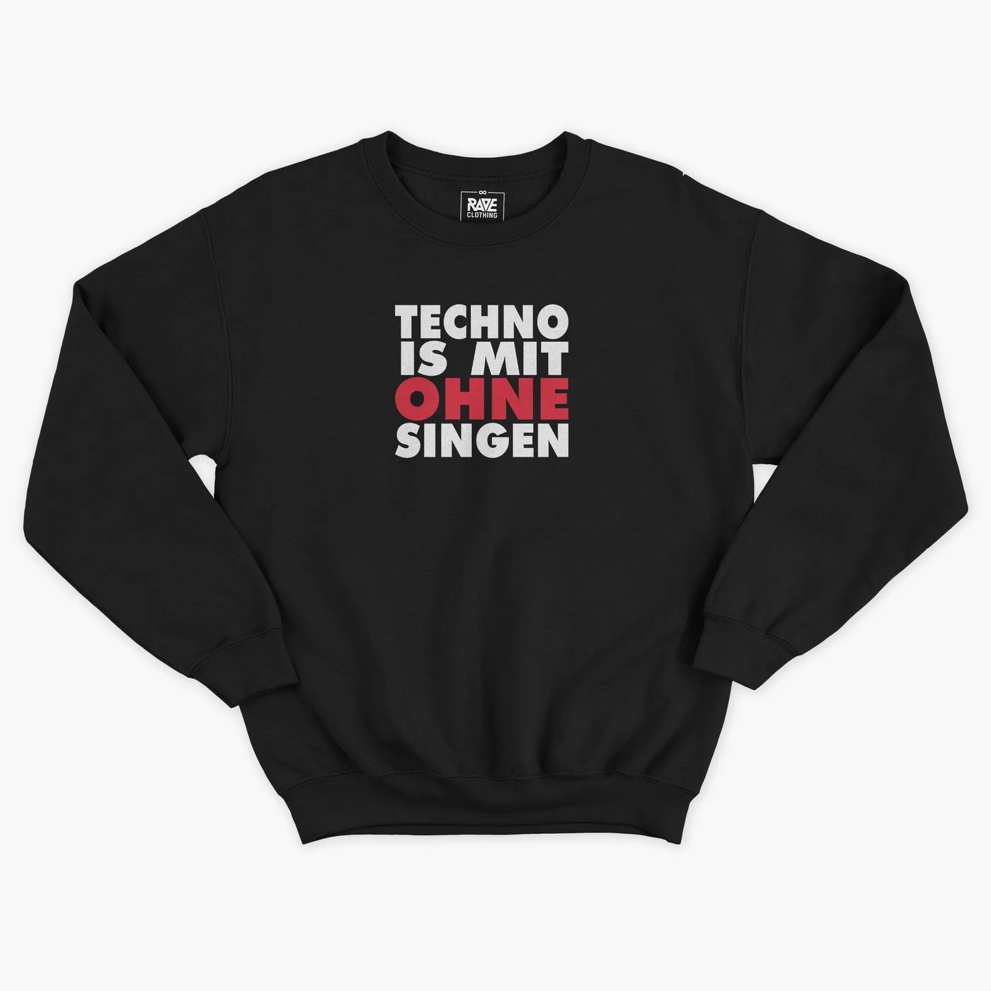 Rave Clothing Techno is mit ohne singen Pullover in schwarz