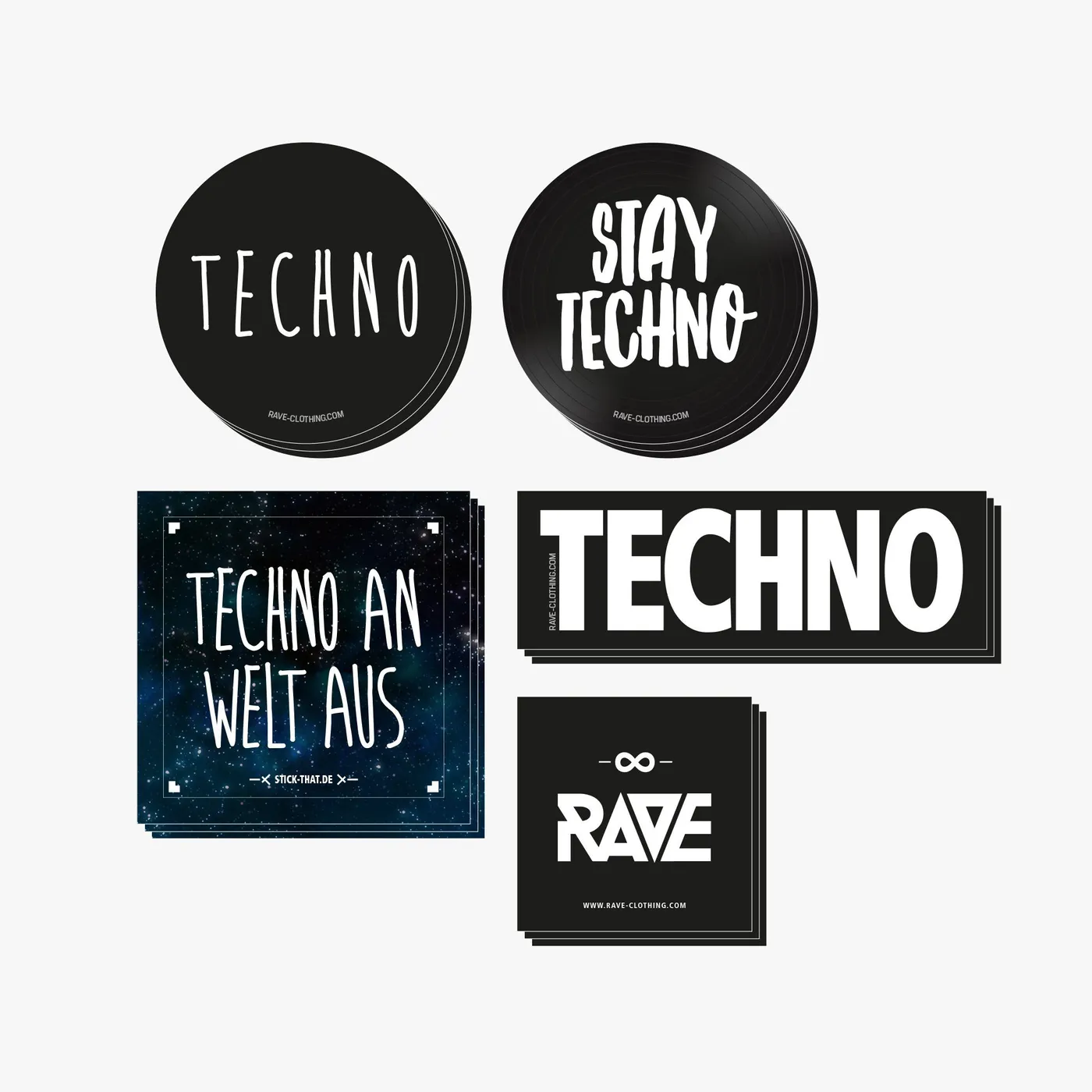Rave Clothing Techno Sticker Set