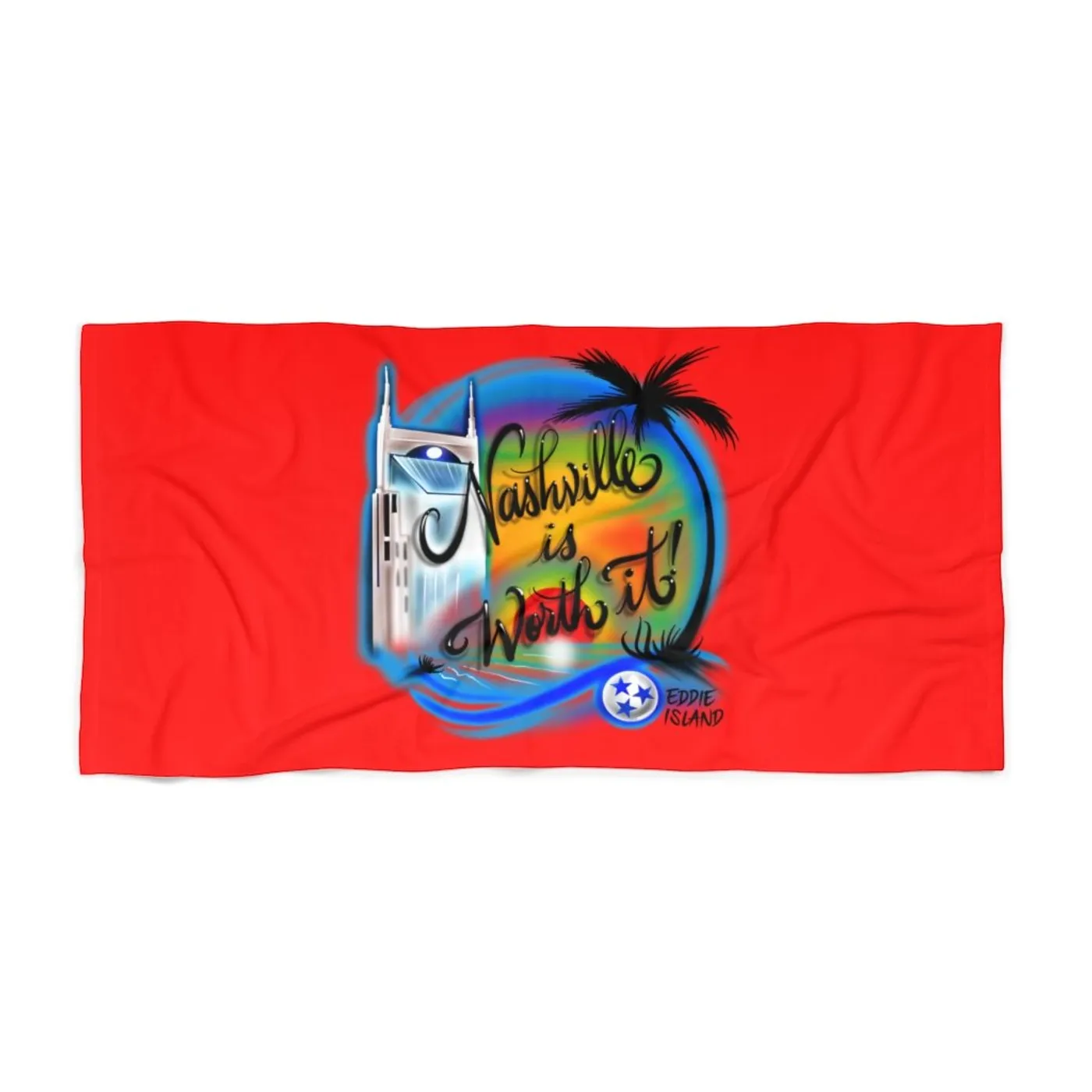 Eddie Island Beach Towel - Nashville Is Worth It! (Red)