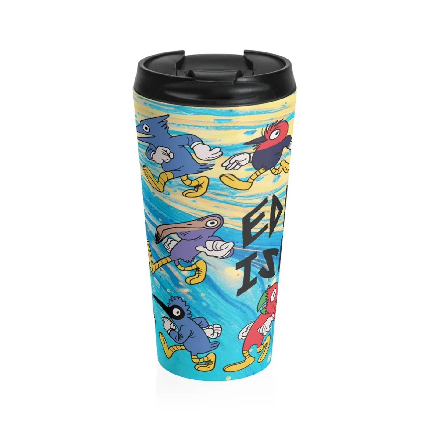 Eddie Island Stainless Steel Travel Mug - Birds Tie Dye