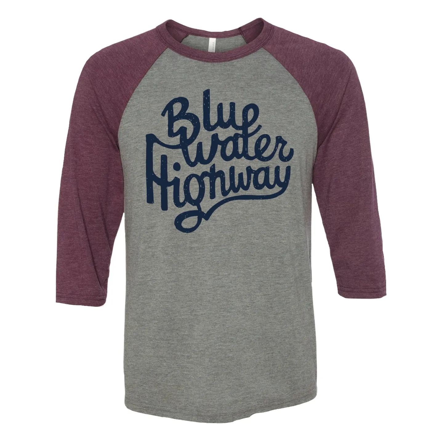 Blue Water Highway Maroon and Navy Baseball Tee