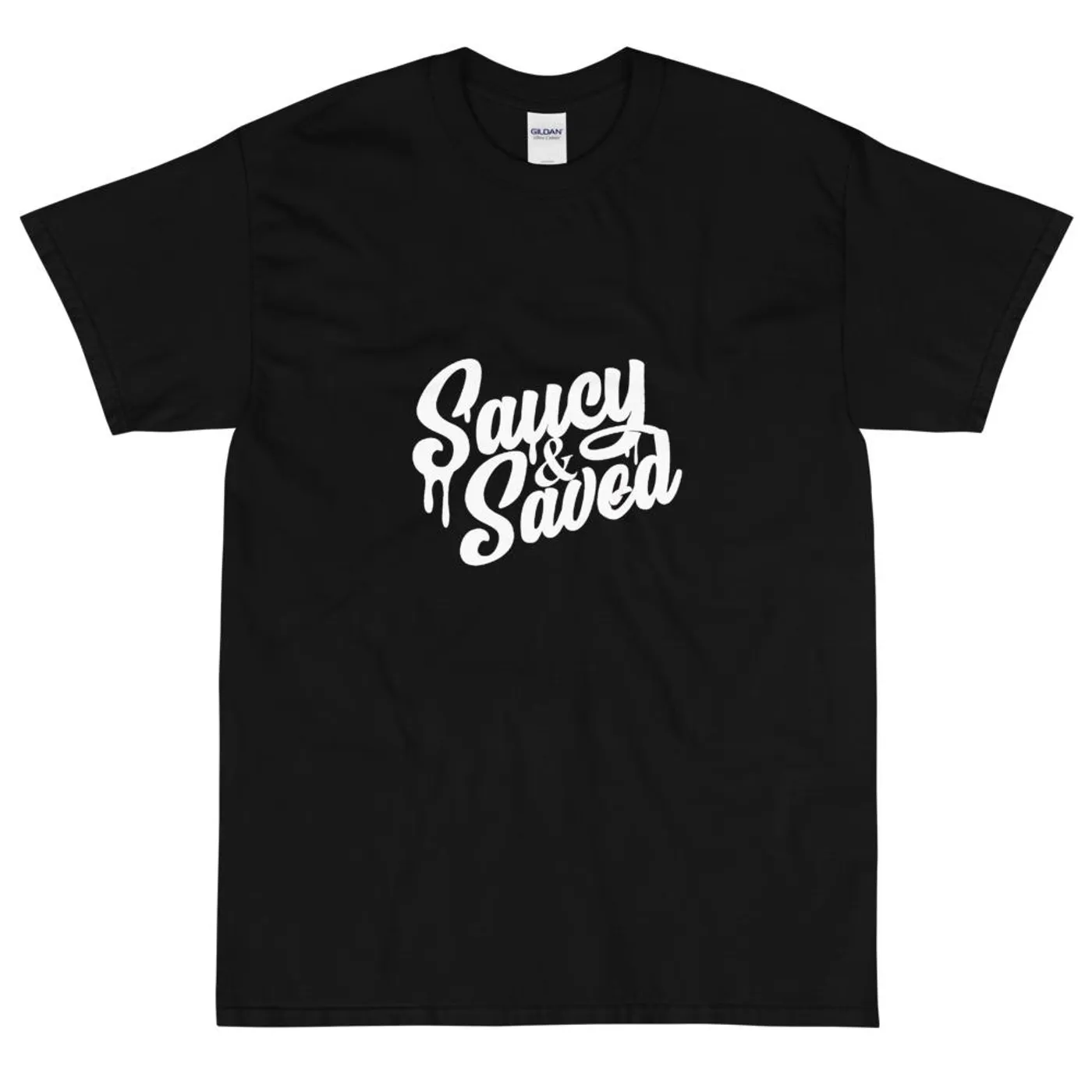 J Torah Saucy & Saved Tee (white logo)