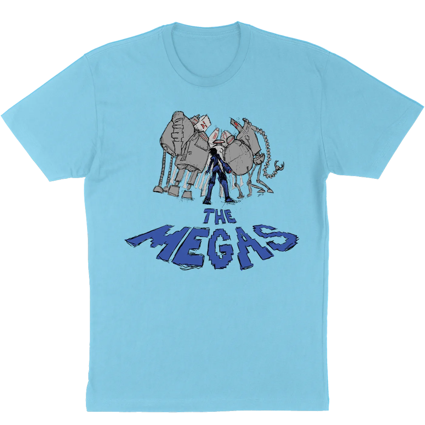 The Megas "Robots Sketch" Legacy Design T-Shirt in Blue