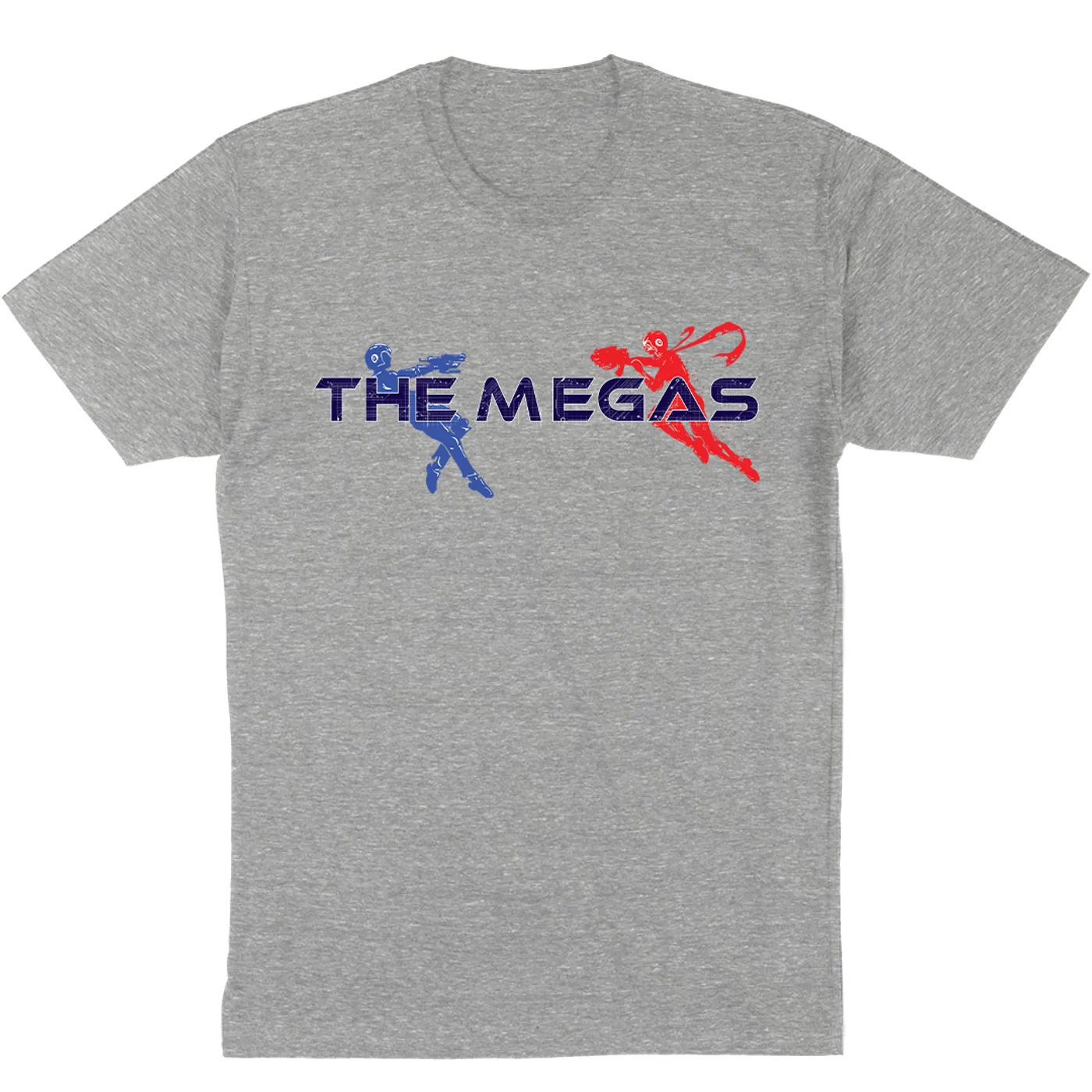 The Megas "Blue VS Red" Legacy Design T-Shirt in Heather Grey
