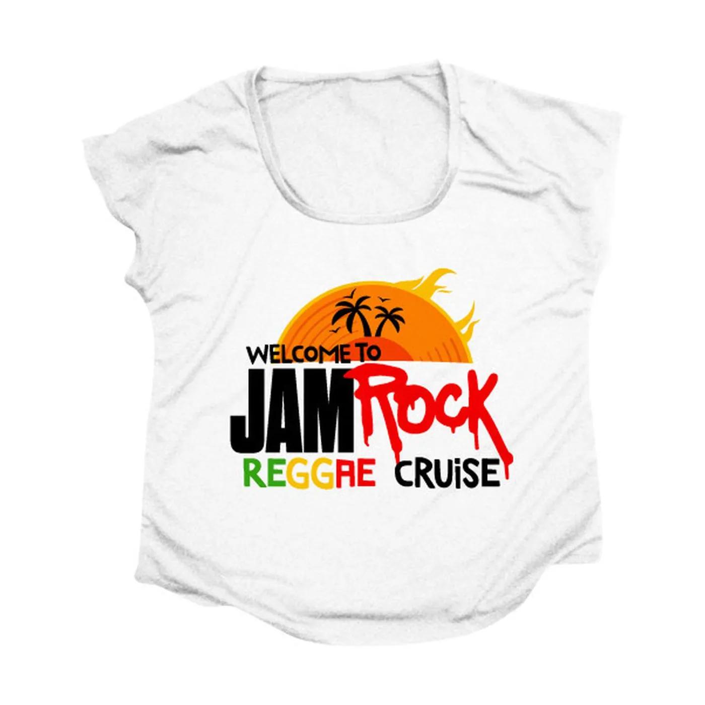Welcome To Jamrock 2015 "Reggae Cruise" White Event Women's Doleman T-shirt