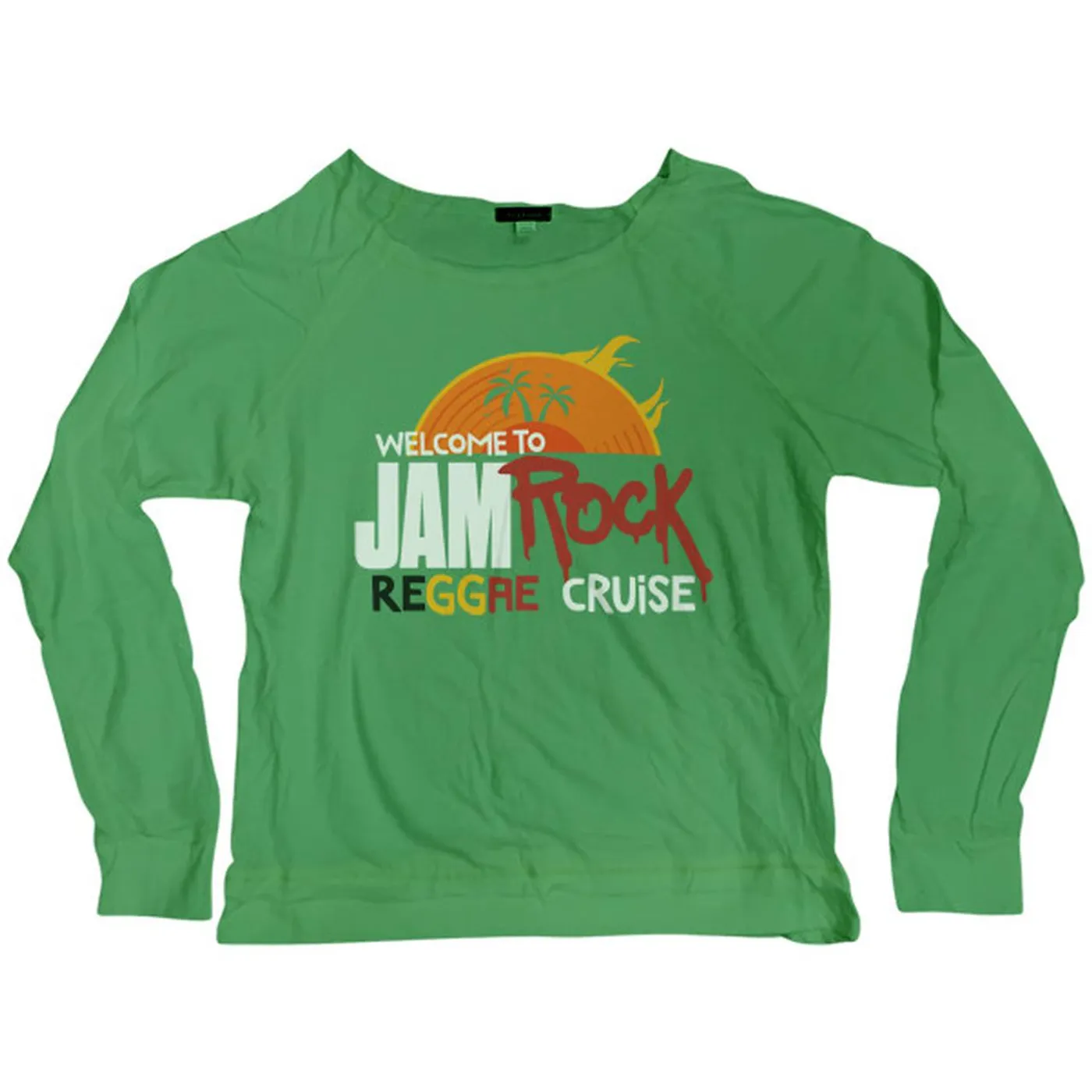 Welcome To Jamrock 2015 "Reggae Cruise" Women's Long Sleeve Green Scoop Neck T-shirt