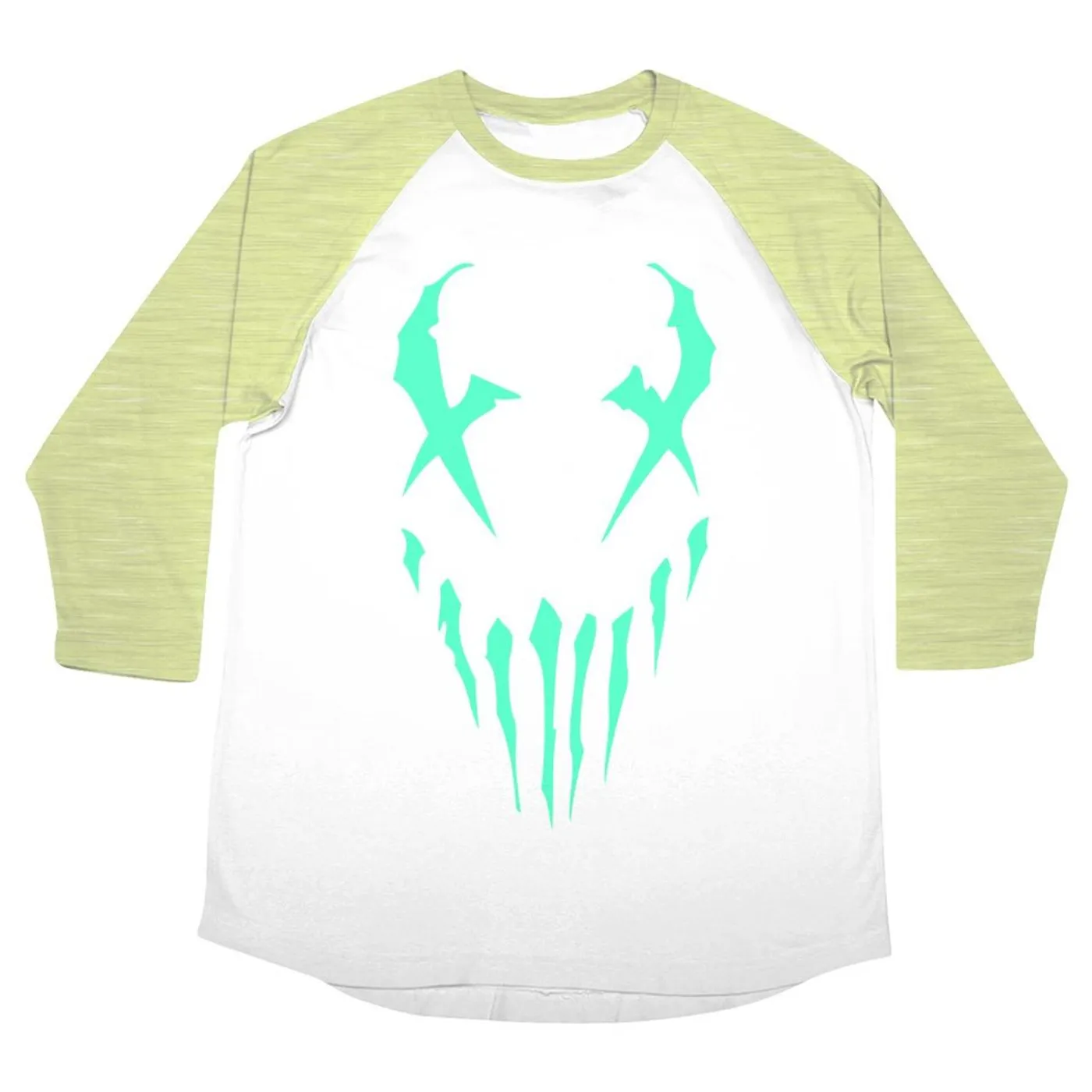 Mushroomhead "X-Face" women's 3/4 sleeve raglan with green print