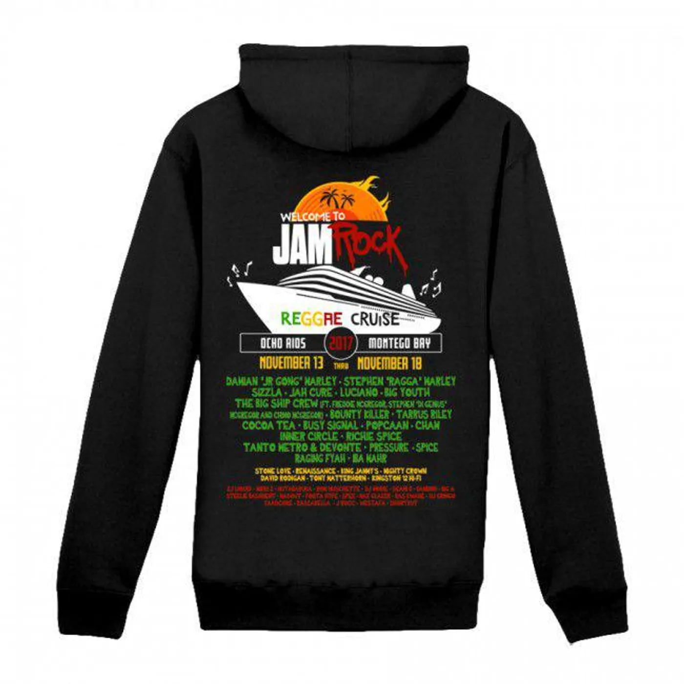 Welcome To Jamrock 2016 "Reggae Cruise" Black Event Zip Hoodie