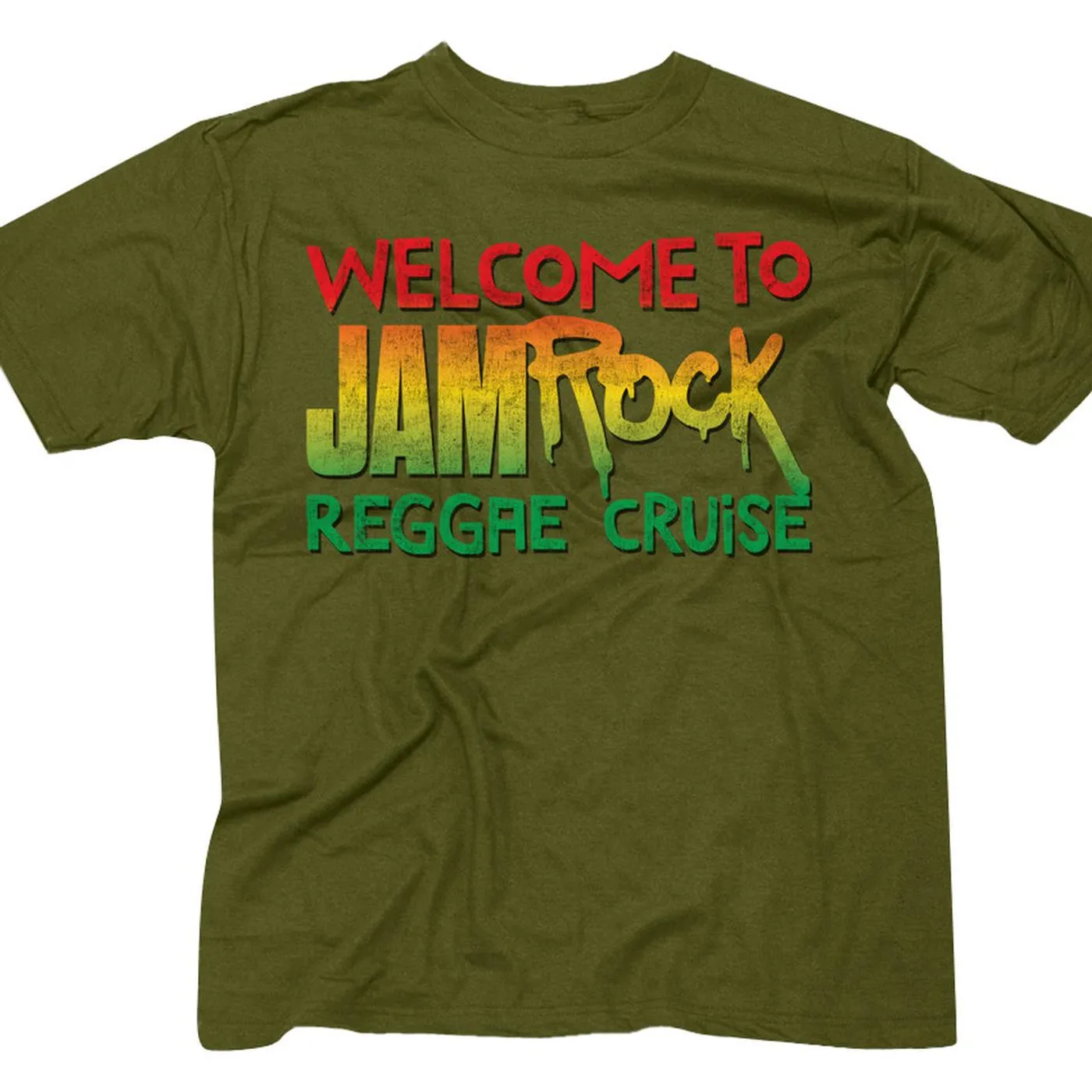 Welcome To Jamrock 2016 "Stacked Logo" Olive Green T-Shirt