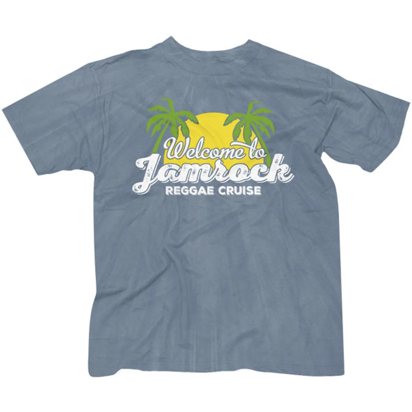 Welcome To Jamrock 2014 "Sunset and Palm" Logo Blue Mineral Wash T-Shirt