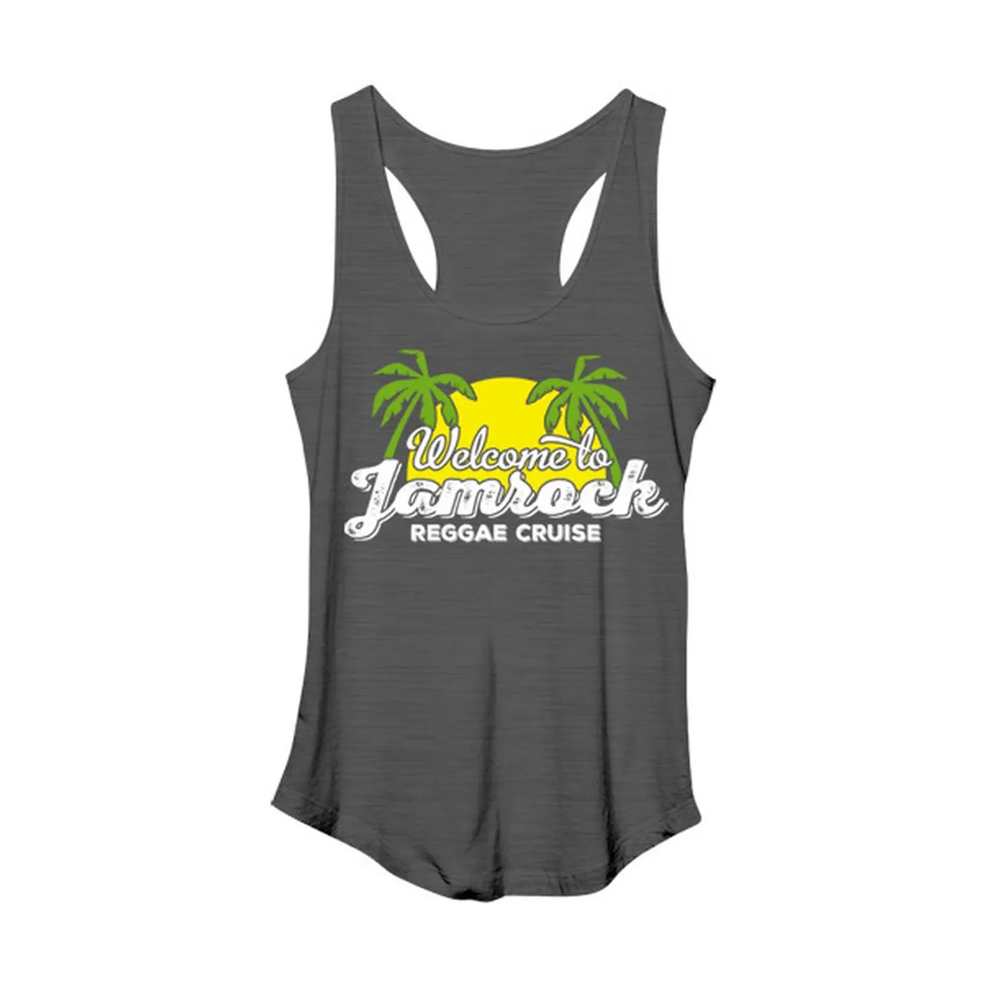 Welcome To Jamrock 2014 "Sunset and Palm" Logo Women's Grey Racer Back Tank Top