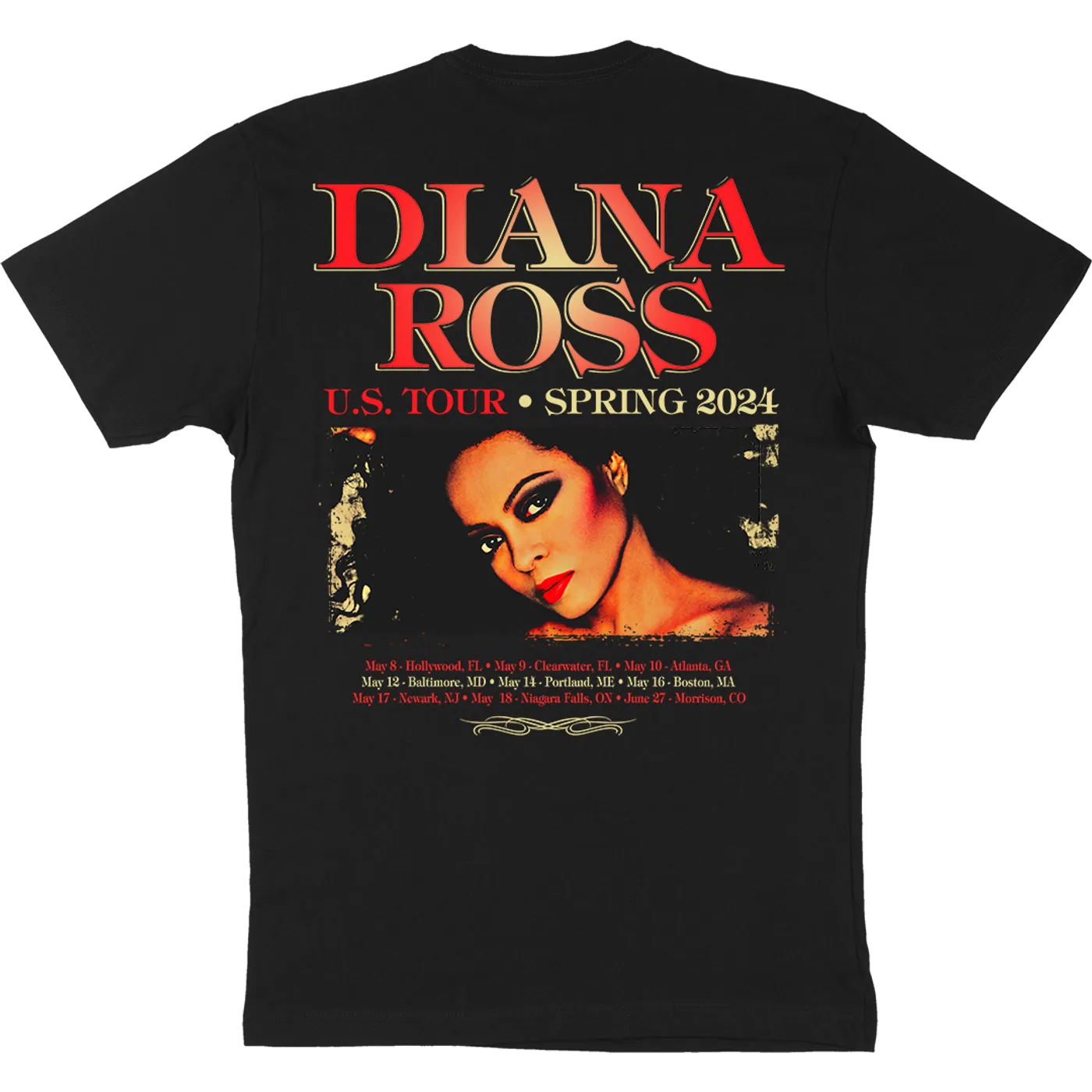 Diana Ross "US Spring 2024" Tour T-Shirt in Black