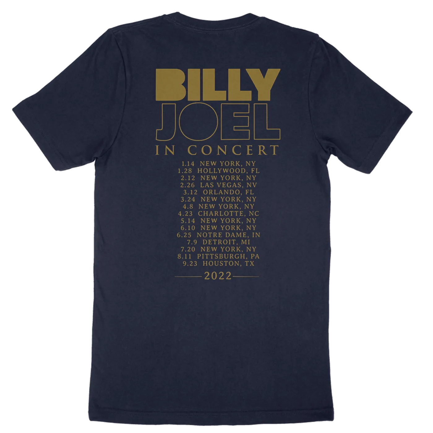 Billy Joel "In Concert 2022 Itinerary" T-Shirt