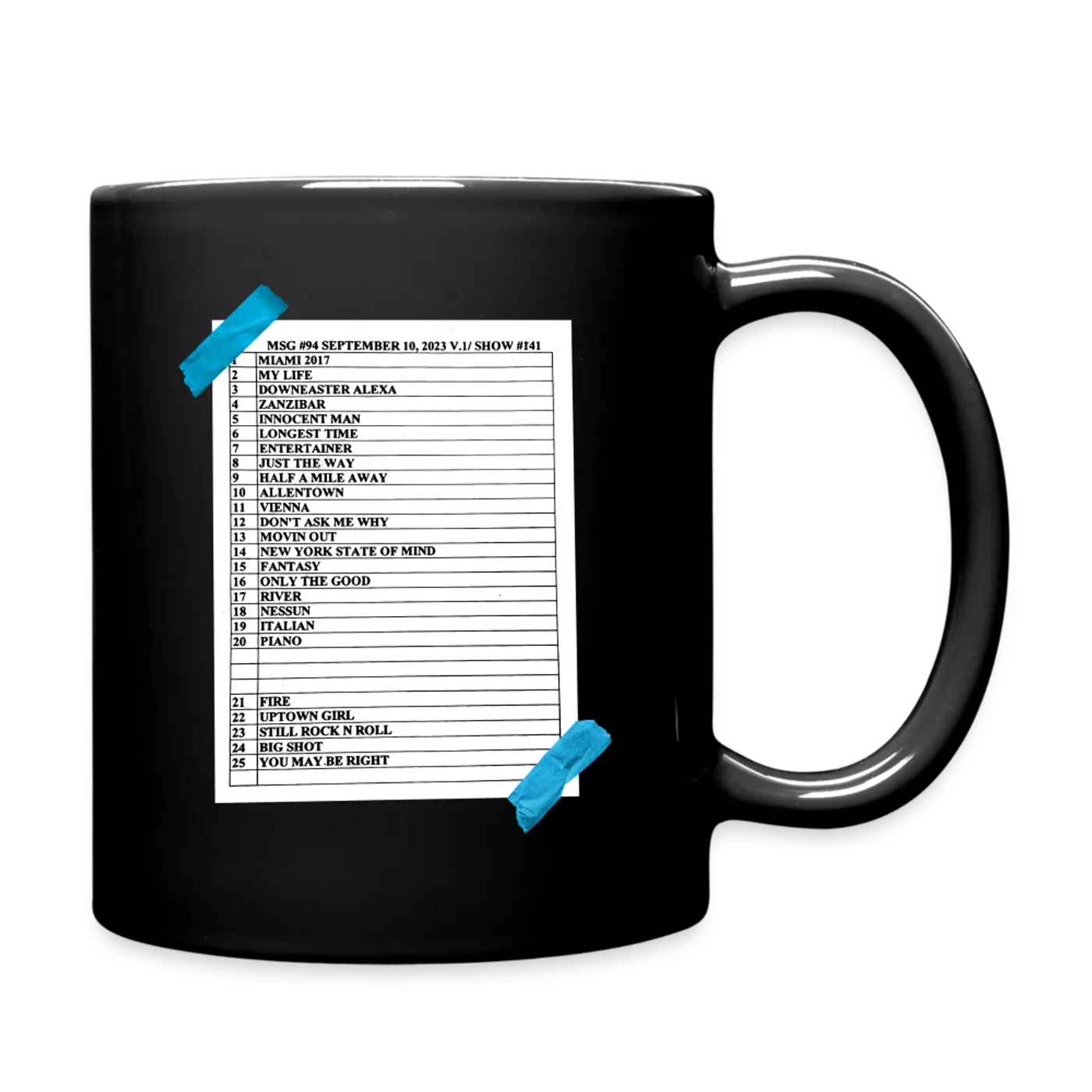Billy Joel "9-10-23 MSG Set List" Black Mug - Online Exclusive