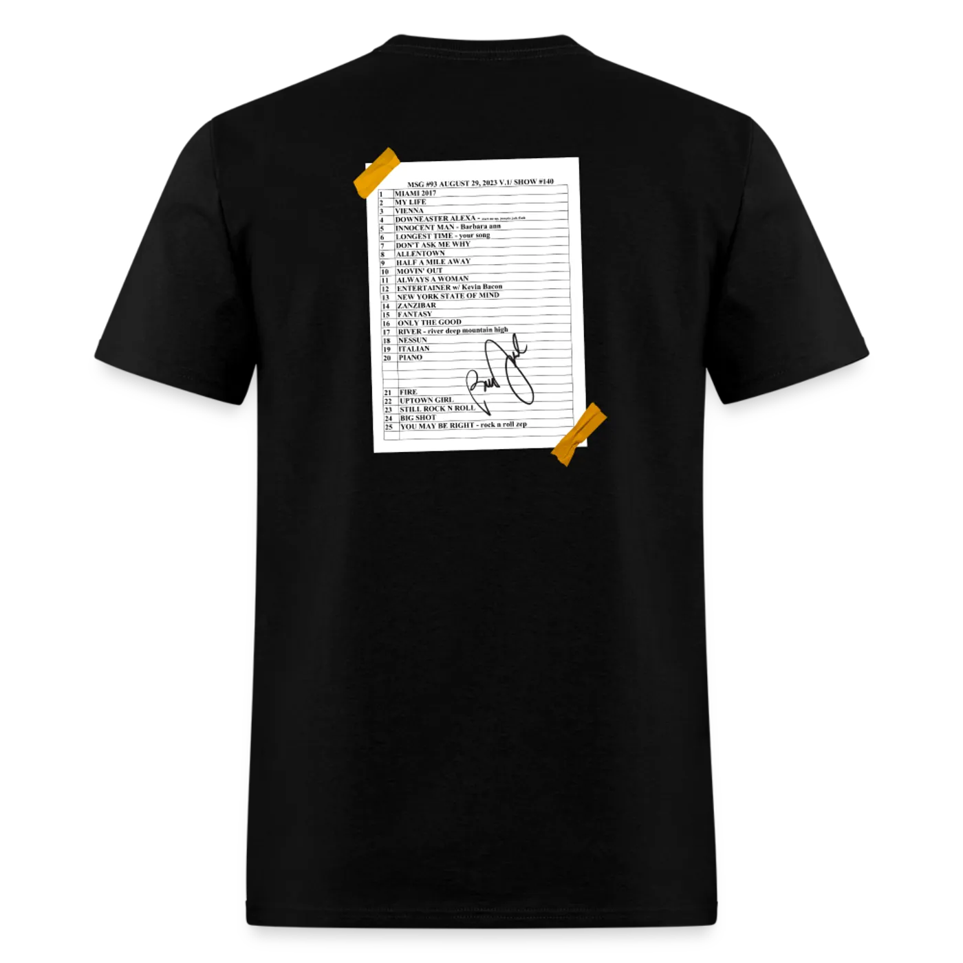 Billy Joel "8-29-23 MSG Set List" Black T-Shirt - Online Exclusive