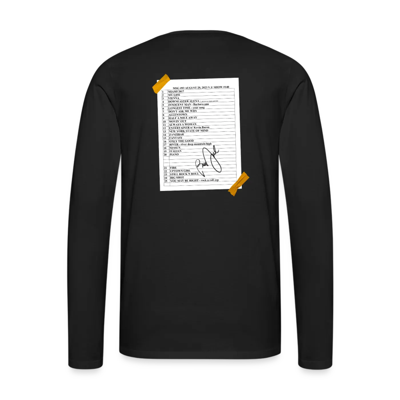 Billy Joel "8-29-23 MSG Set List" Black Long Sleeve - Online Exclusive