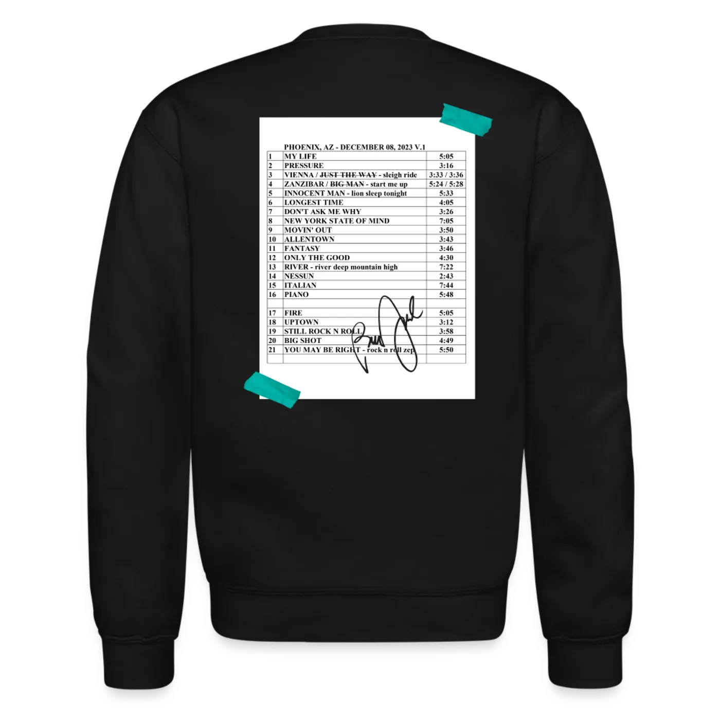 Billy Joel "12-8-23 Phoenix Set List" Crewneck - Online Exclusive