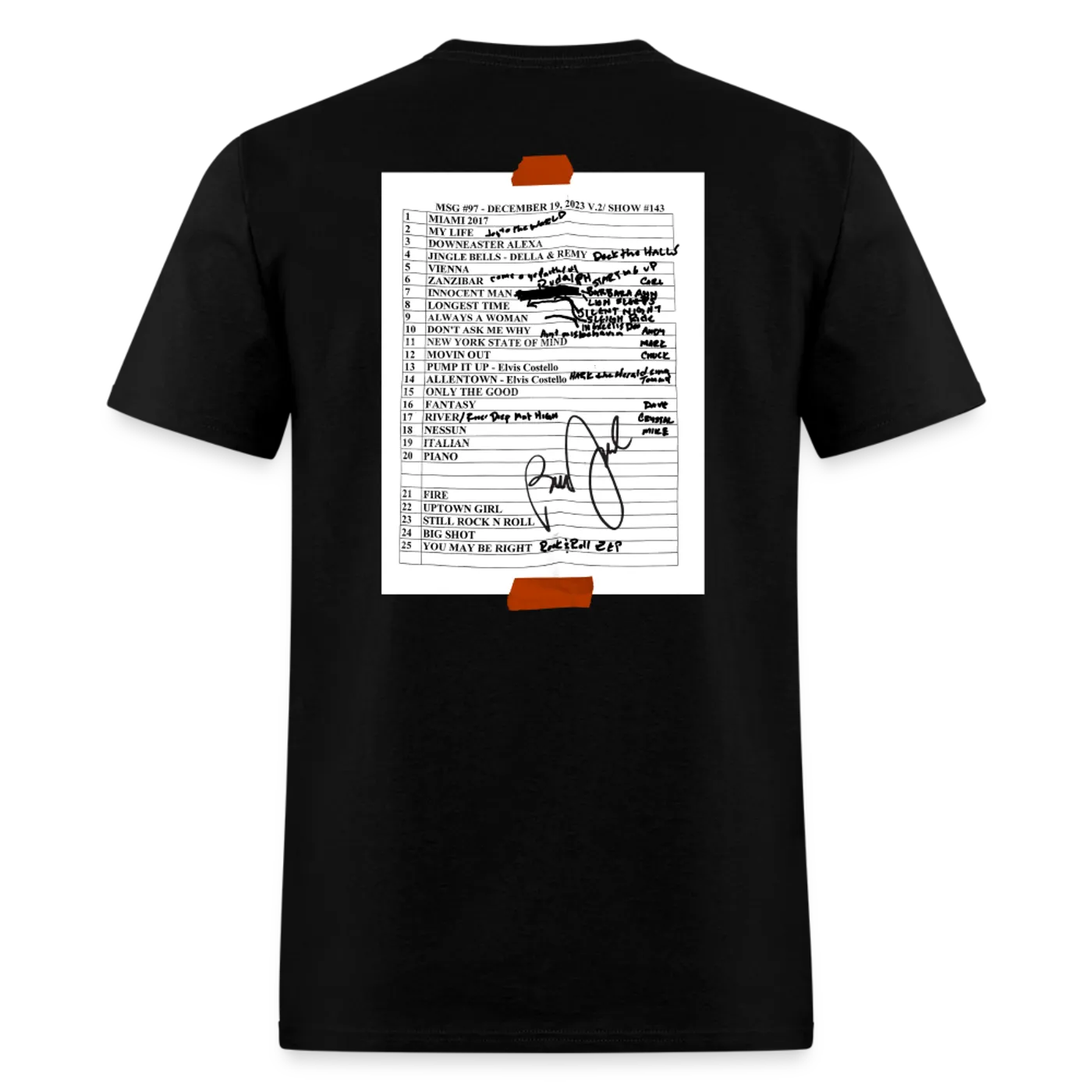 Billy Joel "12-19-23 MSG Set List" Black T-Shirt  Online Exclusive