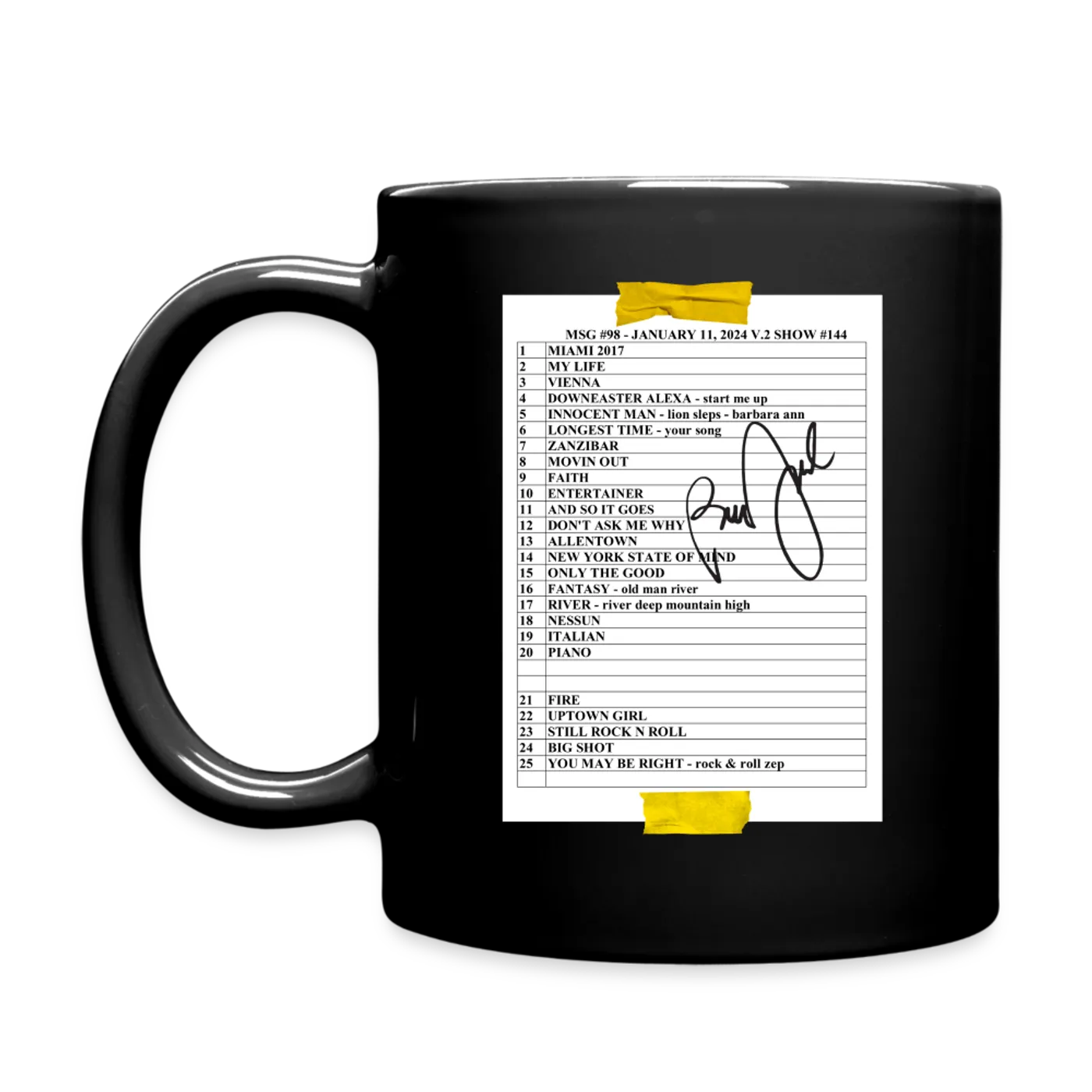 Billy Joel "1-11-24 MSG Set List" Black Mug Online Exclusive