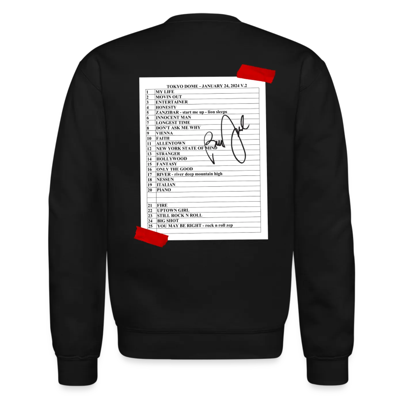 Billy Joel "1-24-24 Tokyo Set List" Black Crewneck Online Exclusive
