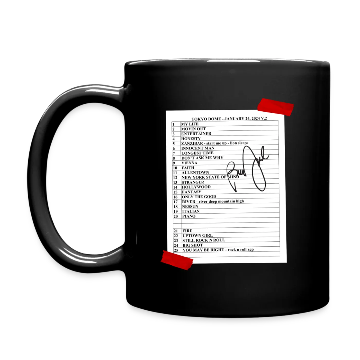 Billy Joel "1-24-24 Tokyo Set List" Black Mug Online Exclusive